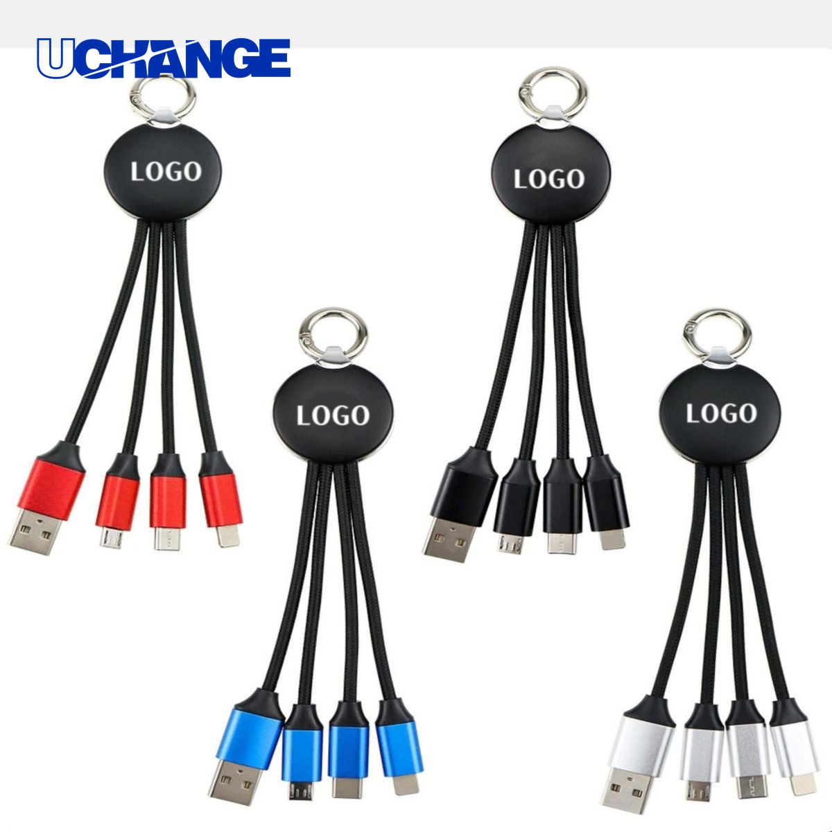 3-in-1 Braided Charging Cable with LED Logo