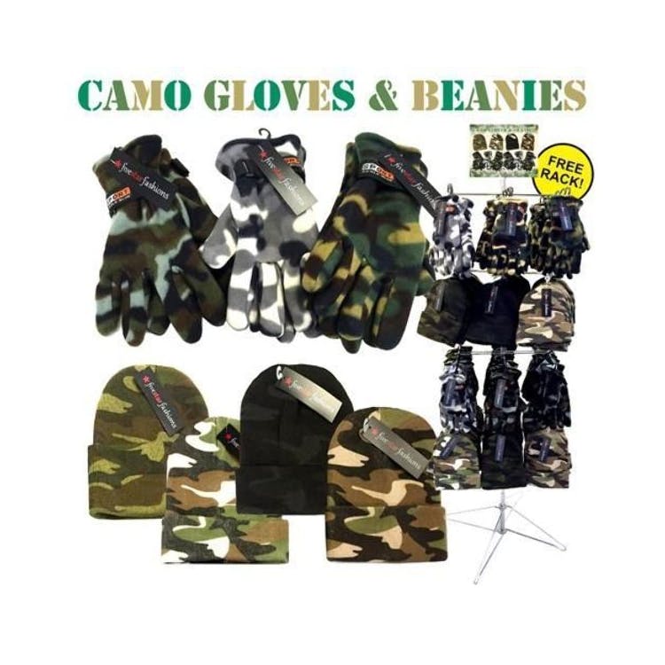 Camouflage Winter Apparel - Gloves & Hats Display included 3