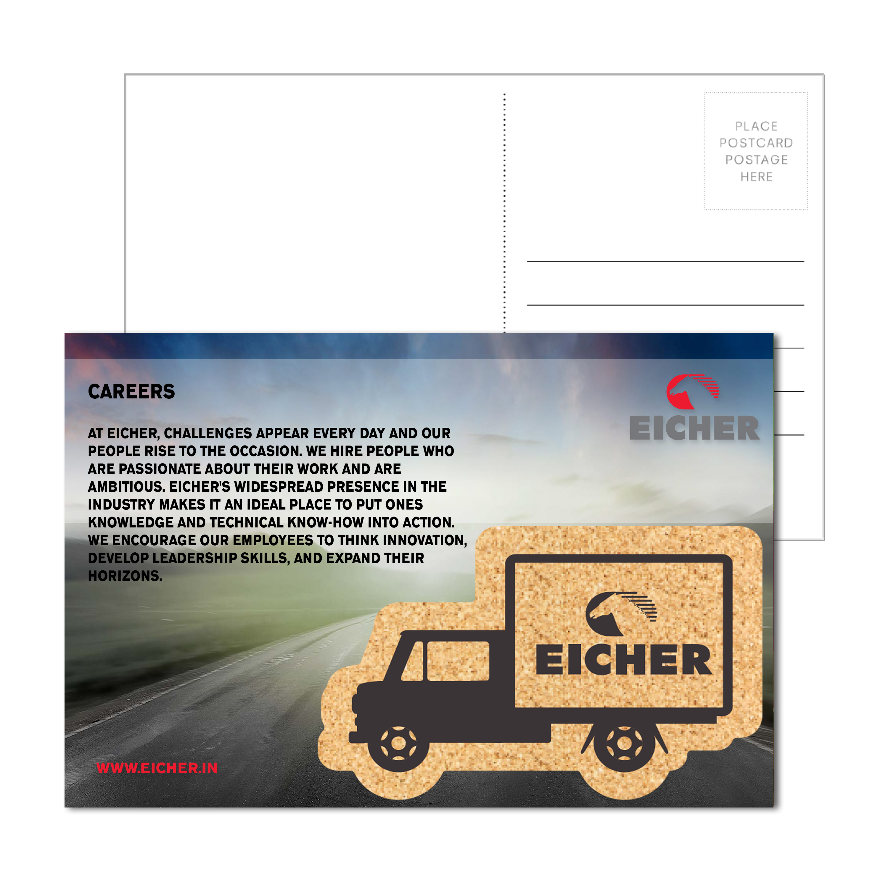 Post Card with Box Truck Cork Coaster