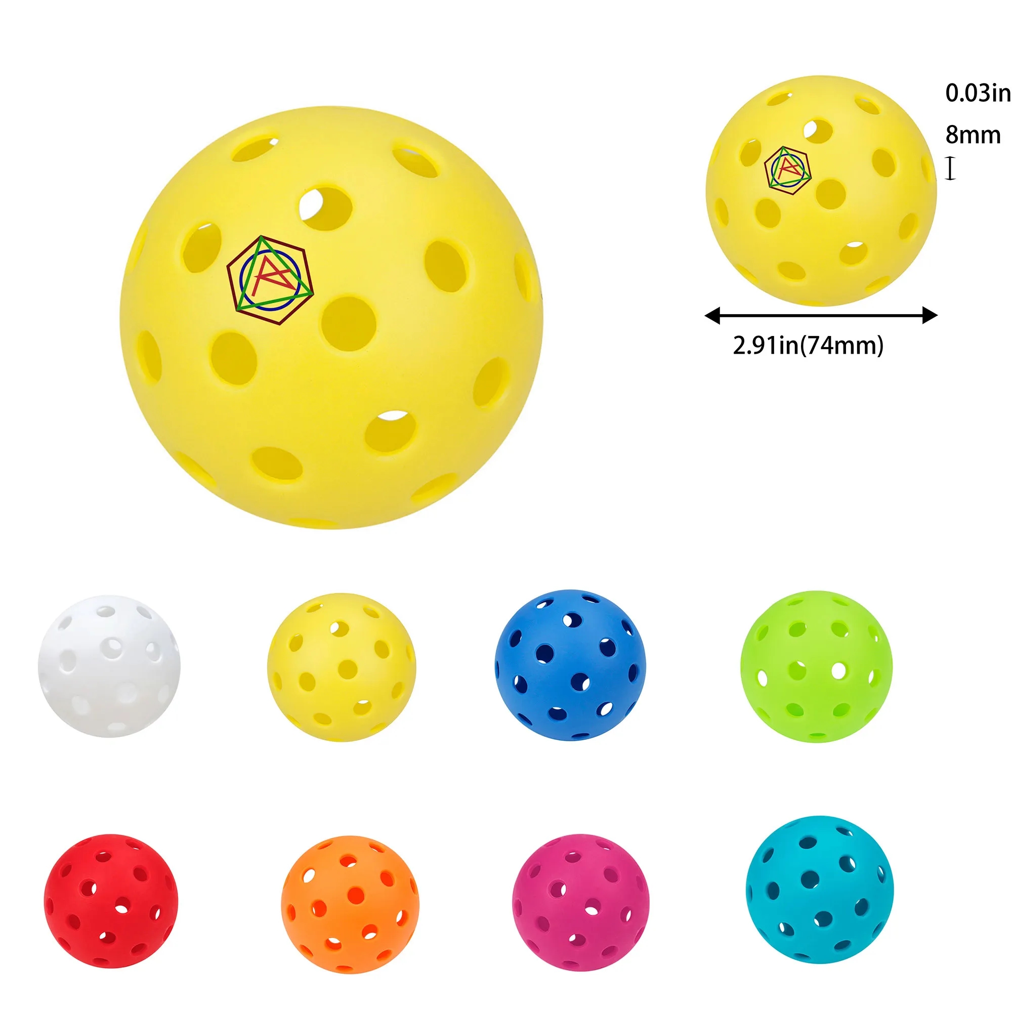 Full Color Logo Custom 40 Hole Outdoor Pickleball 6
