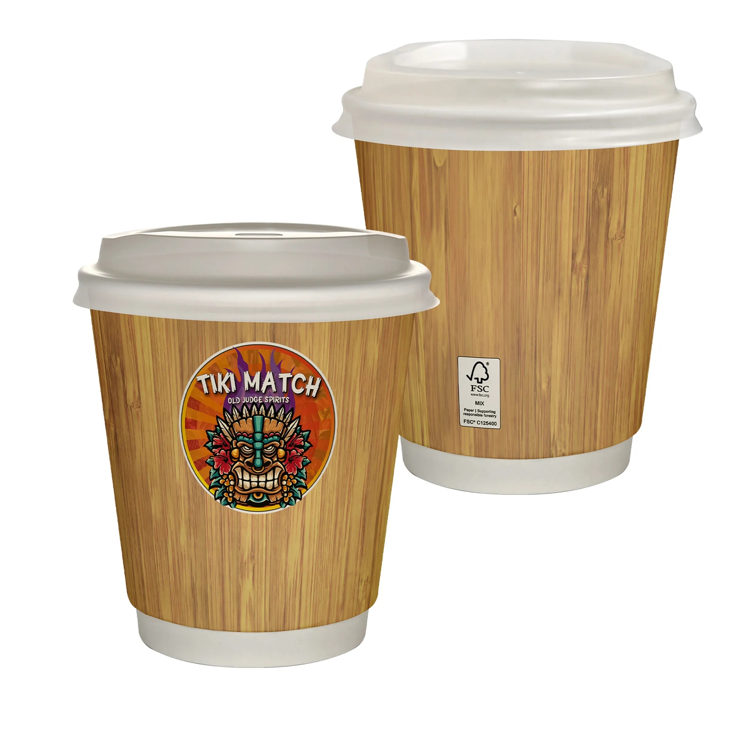 10 oz Full Color Bamboo Pattern Insulated Paper Cup With Lid 1