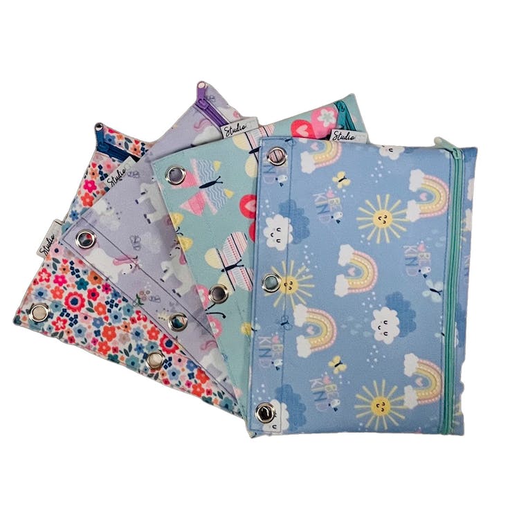 Pencil Pouches - Girls' Fashion Prints Grommet Holes 3