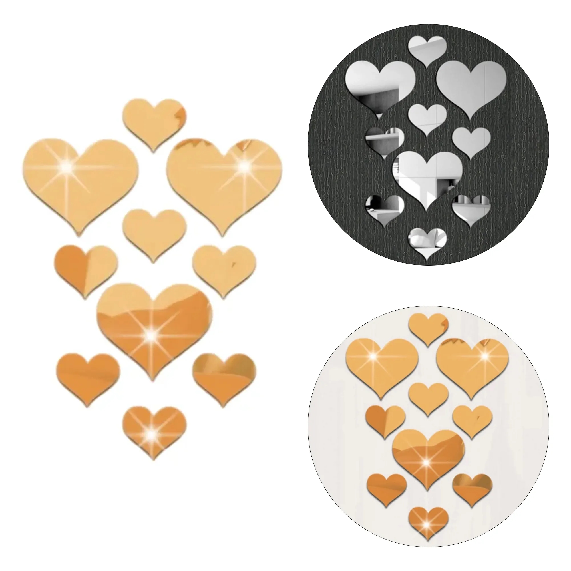 Acrylic Mirror Love Heart Wall Sticker