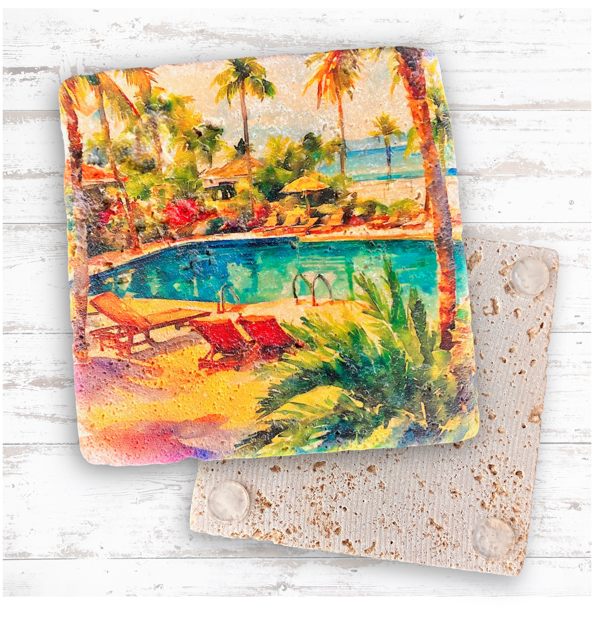 Tumbled Travertine Coaster 16