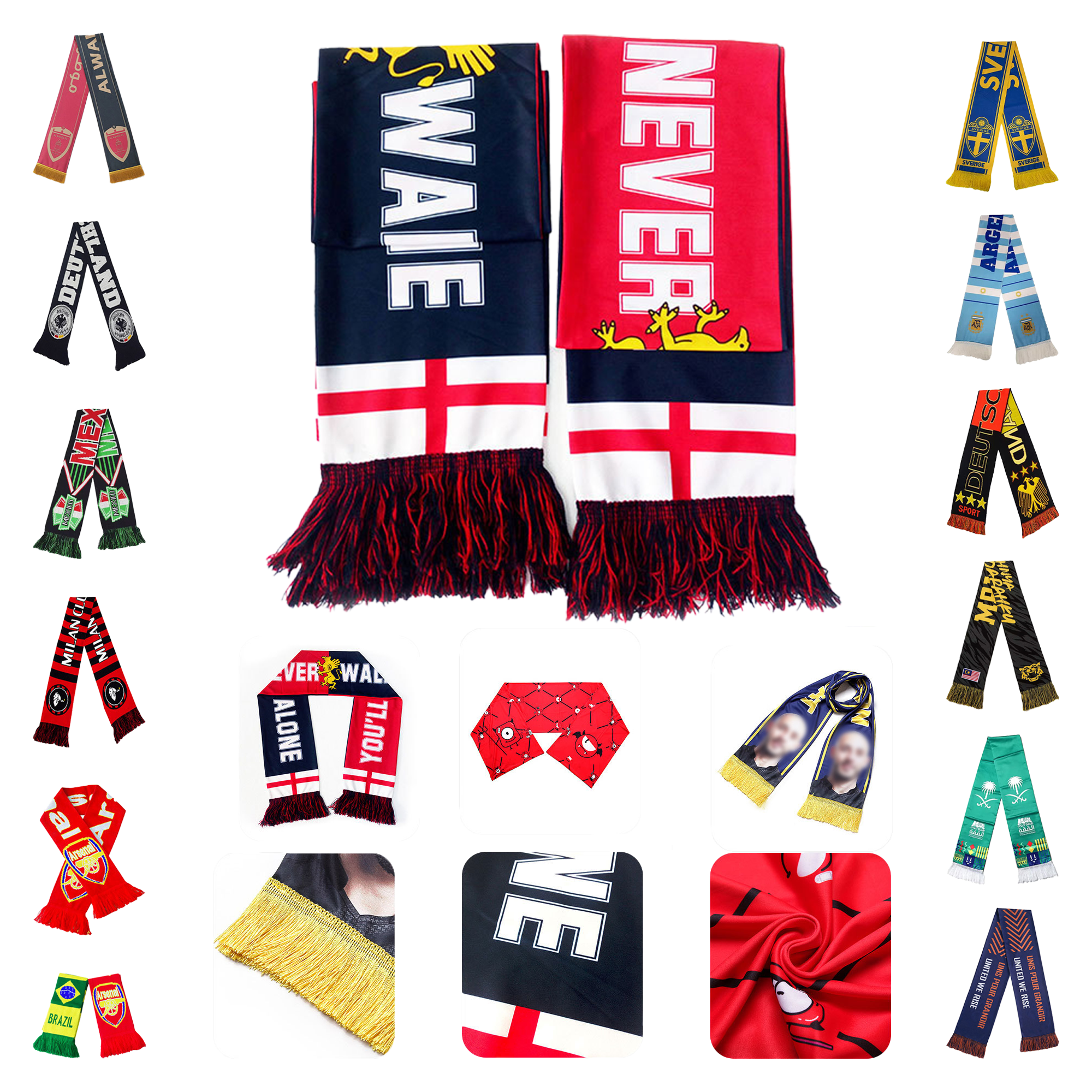 MOQ 50pcs Team Spirit Acrylic Scarf 3