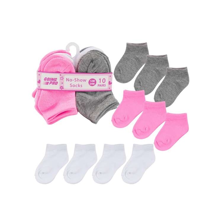 Girls' No-Show Socks - Assorted 12-24M 10 Pk 3