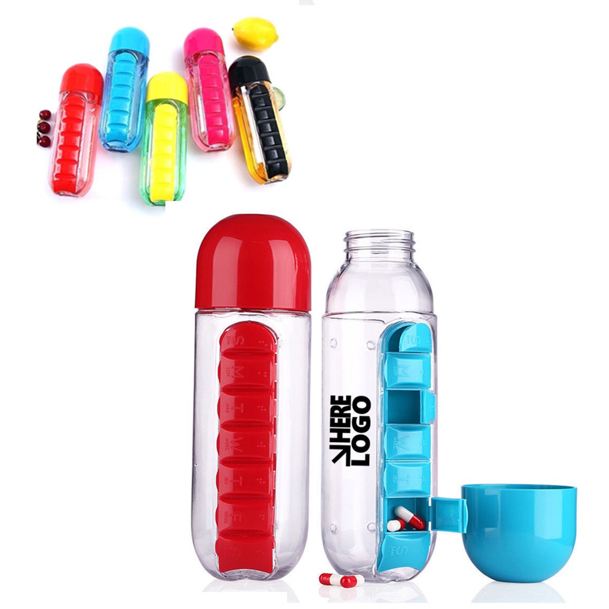 20oz Water Bottle With Multi-purpose Pill Box 4