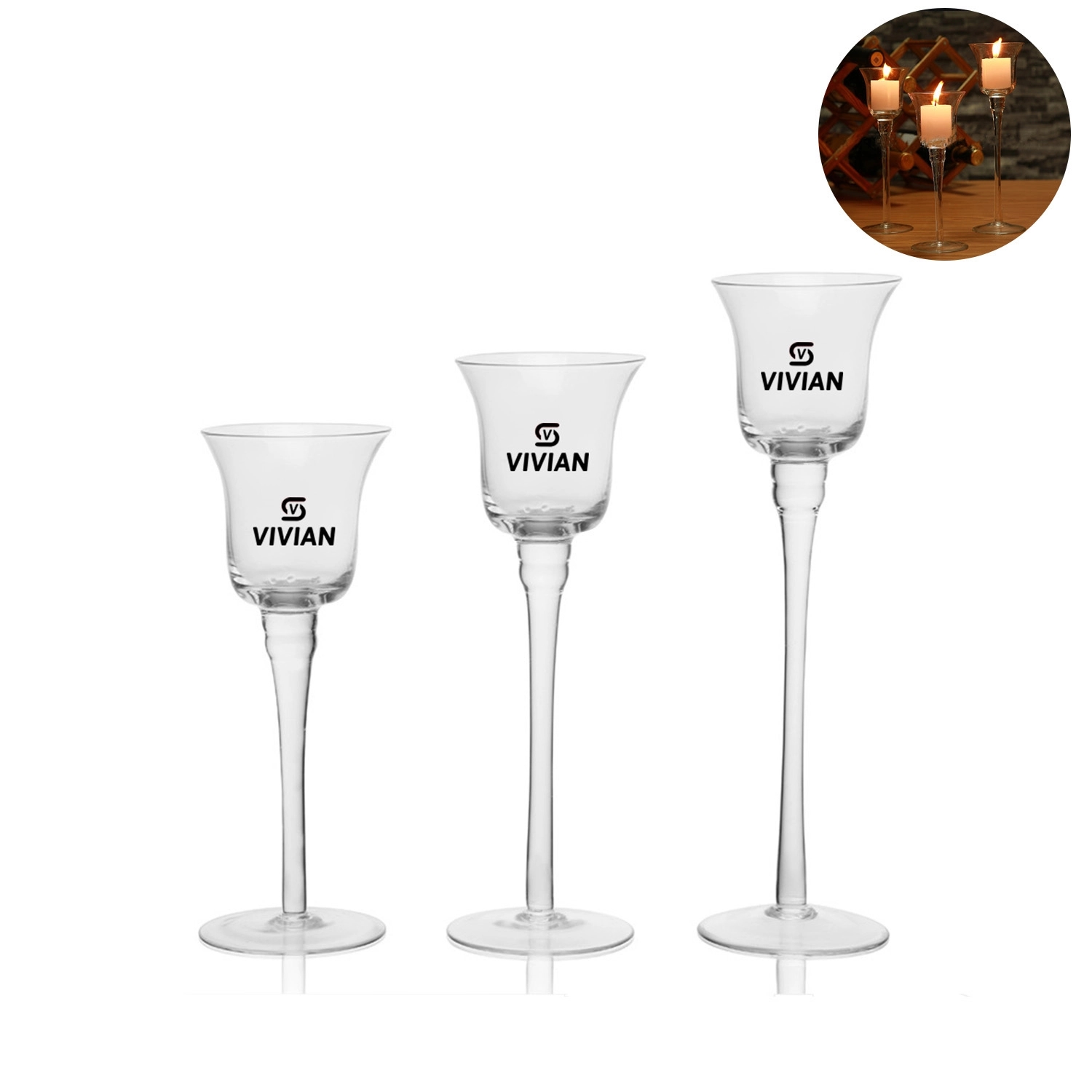 Glass Pillar Candle Holder Set