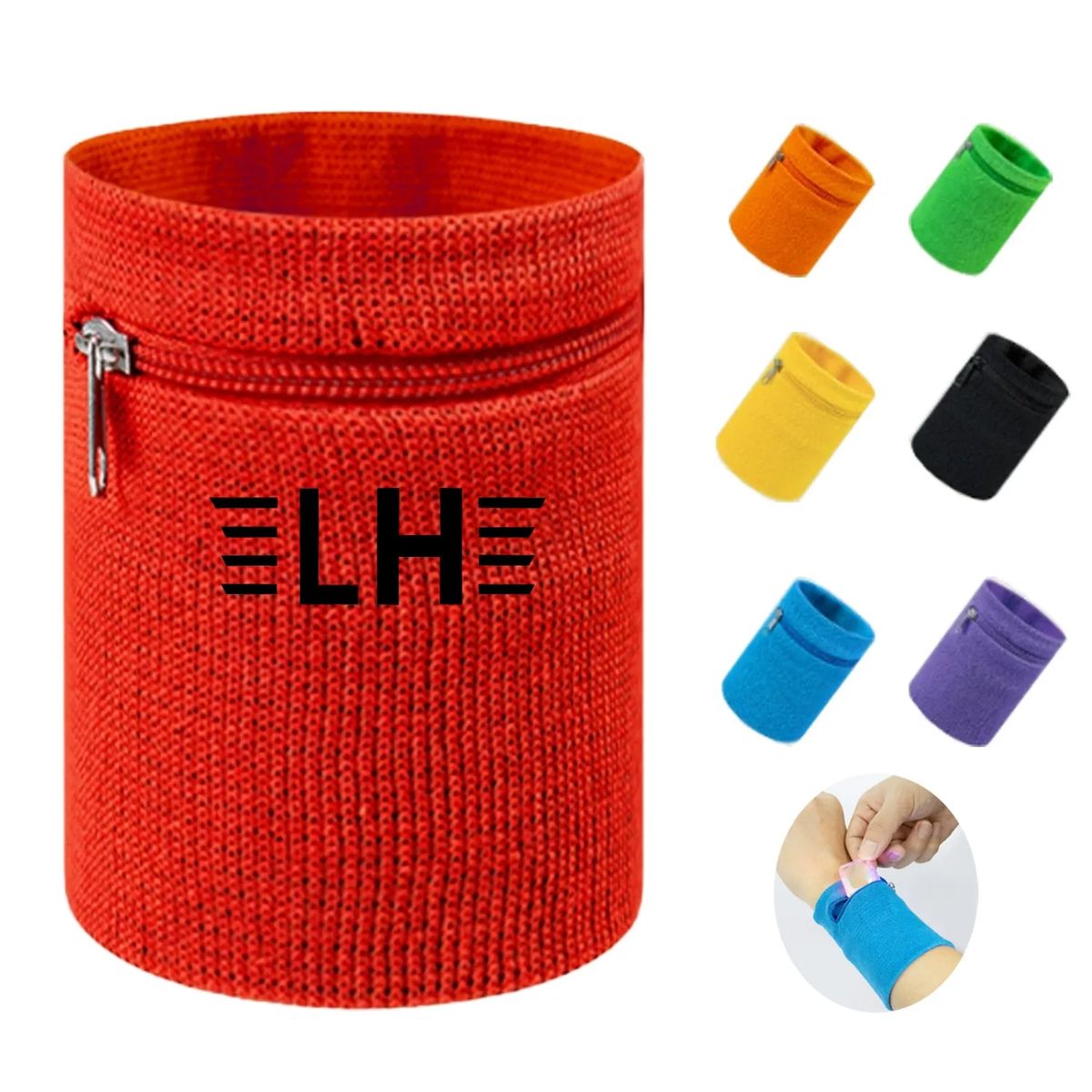 Sports Wristband W/ Zipper Pocket