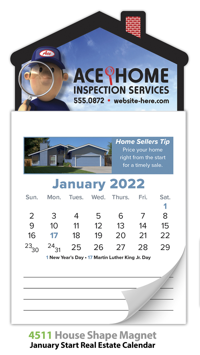 12 Month Tear Off Magna Cal House Shaped Magnet Calendar Real Estate 