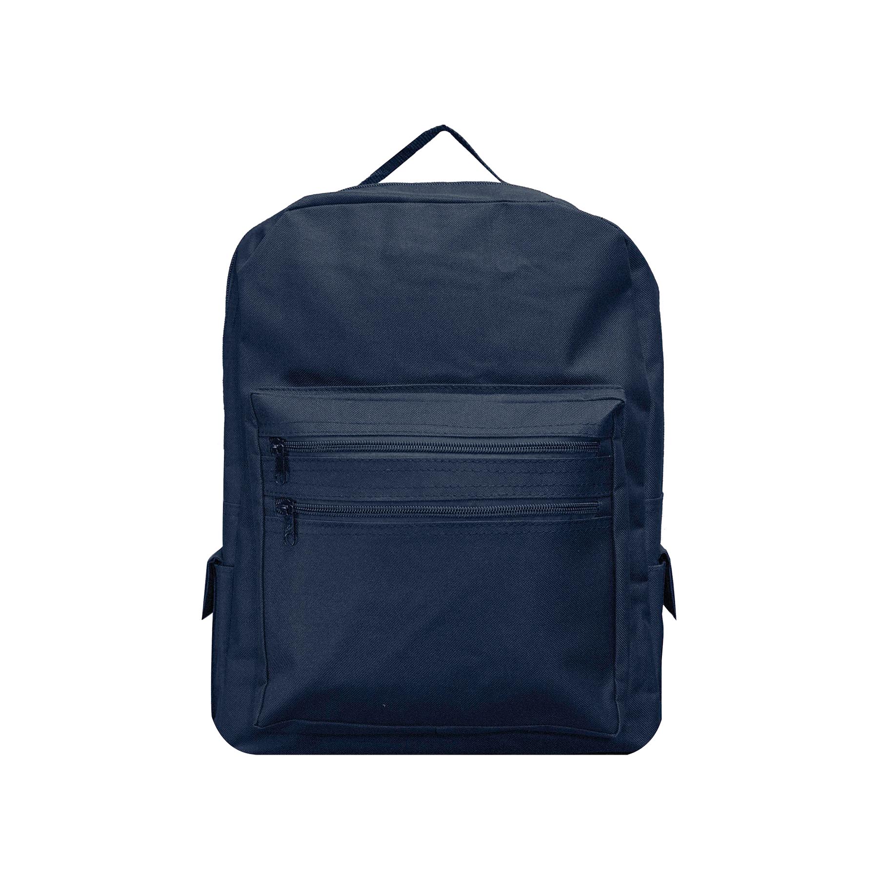Backpack with large front compartment & 2 side pockets. 20