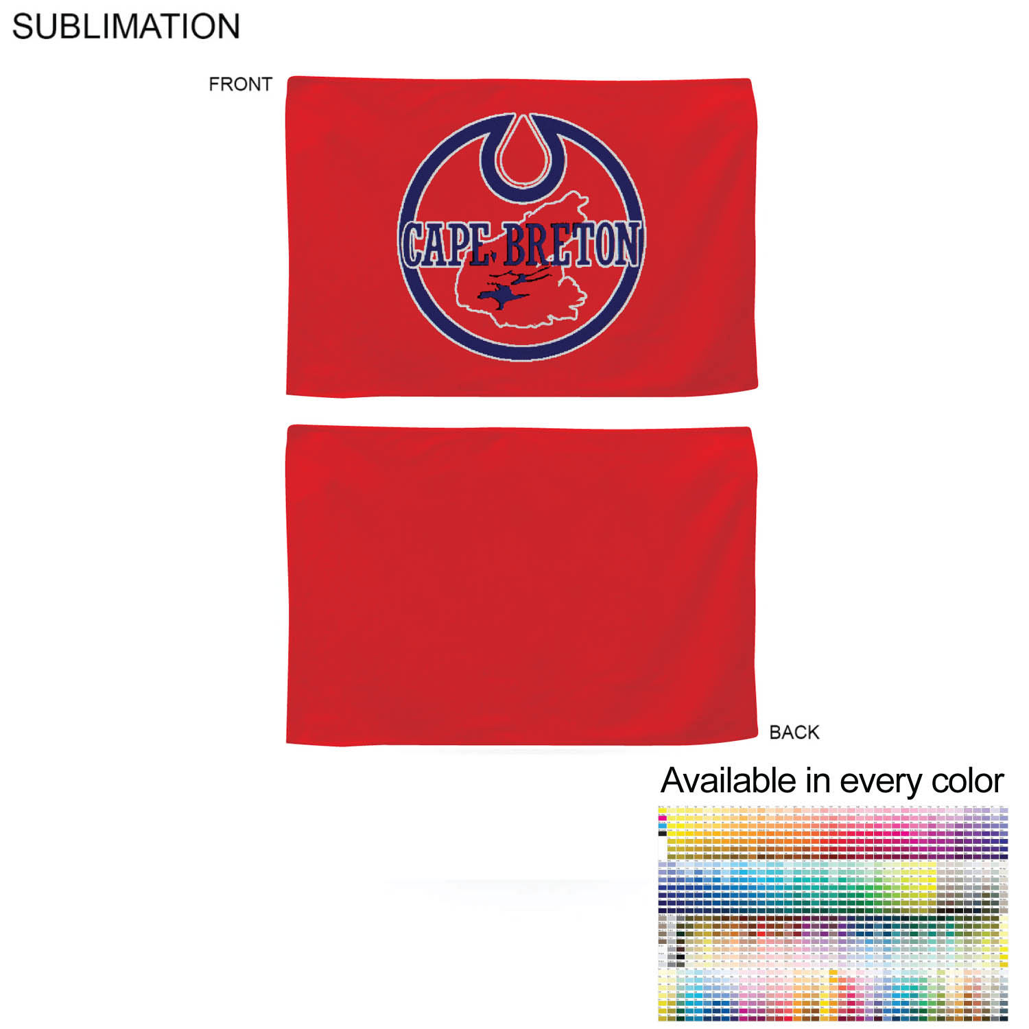 Colored Microfiber Dri-Lite Terry Rally, Sports, Skate Towel, 12x18 Sublimated Edge to Edge 2 sides 16