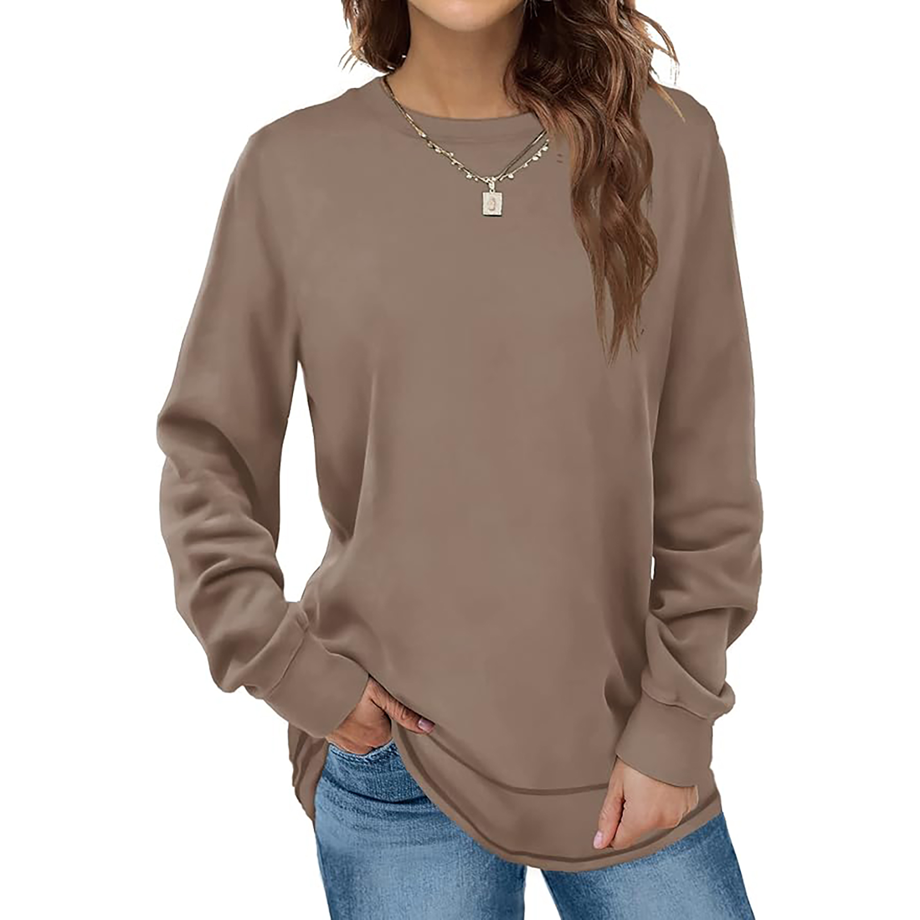 Women's Round Neck Long Sleeve Shirt 57