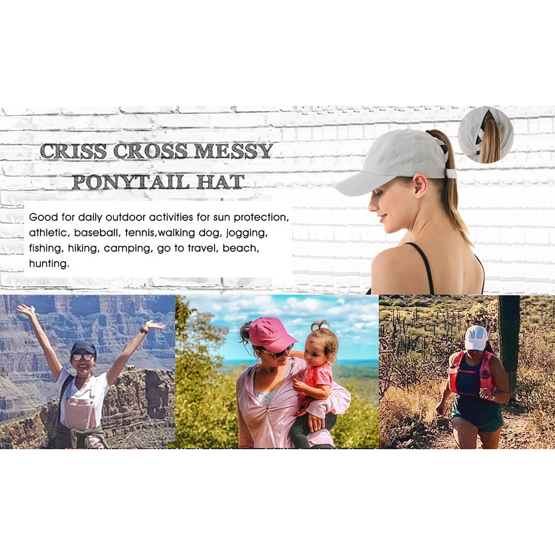 Ladies Crisscross Back Ponytail Cap 18