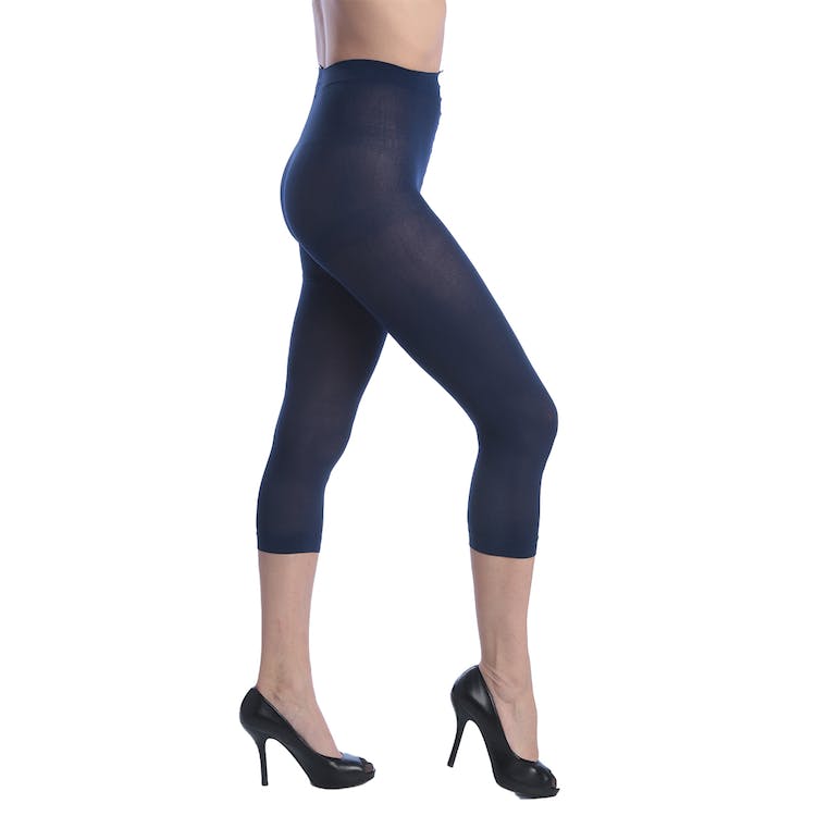 Women's Opaque Footless Capri Tights - Navy One Size Fits Most 3