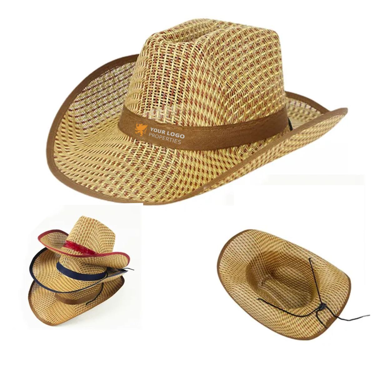 MOQ 50 Vintage Straw Cowboy Hat With Leather Hatband For Men Women 4