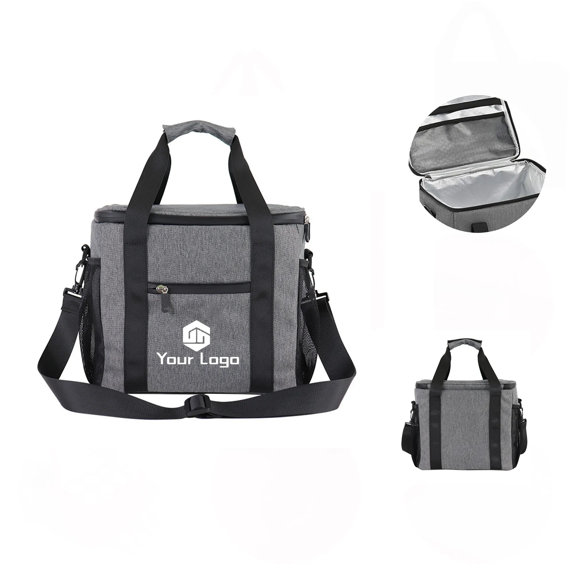 600D Oxford Cooler Bag with Mesh Pocket and Shoulder Straps