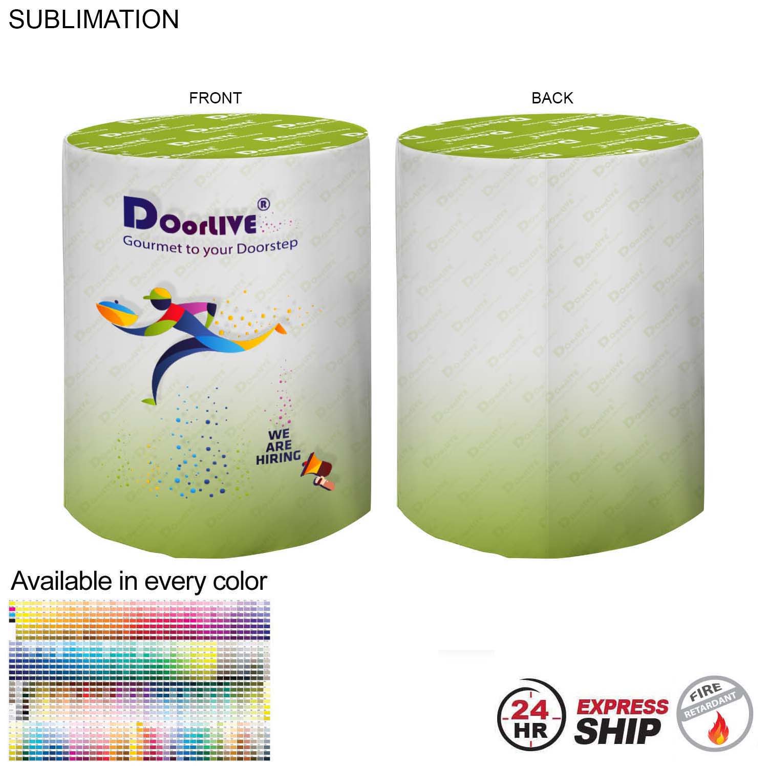 24Hr Express Ship - Sublimated Round Fitted Cruiser Table Throw, Sublimated all over
