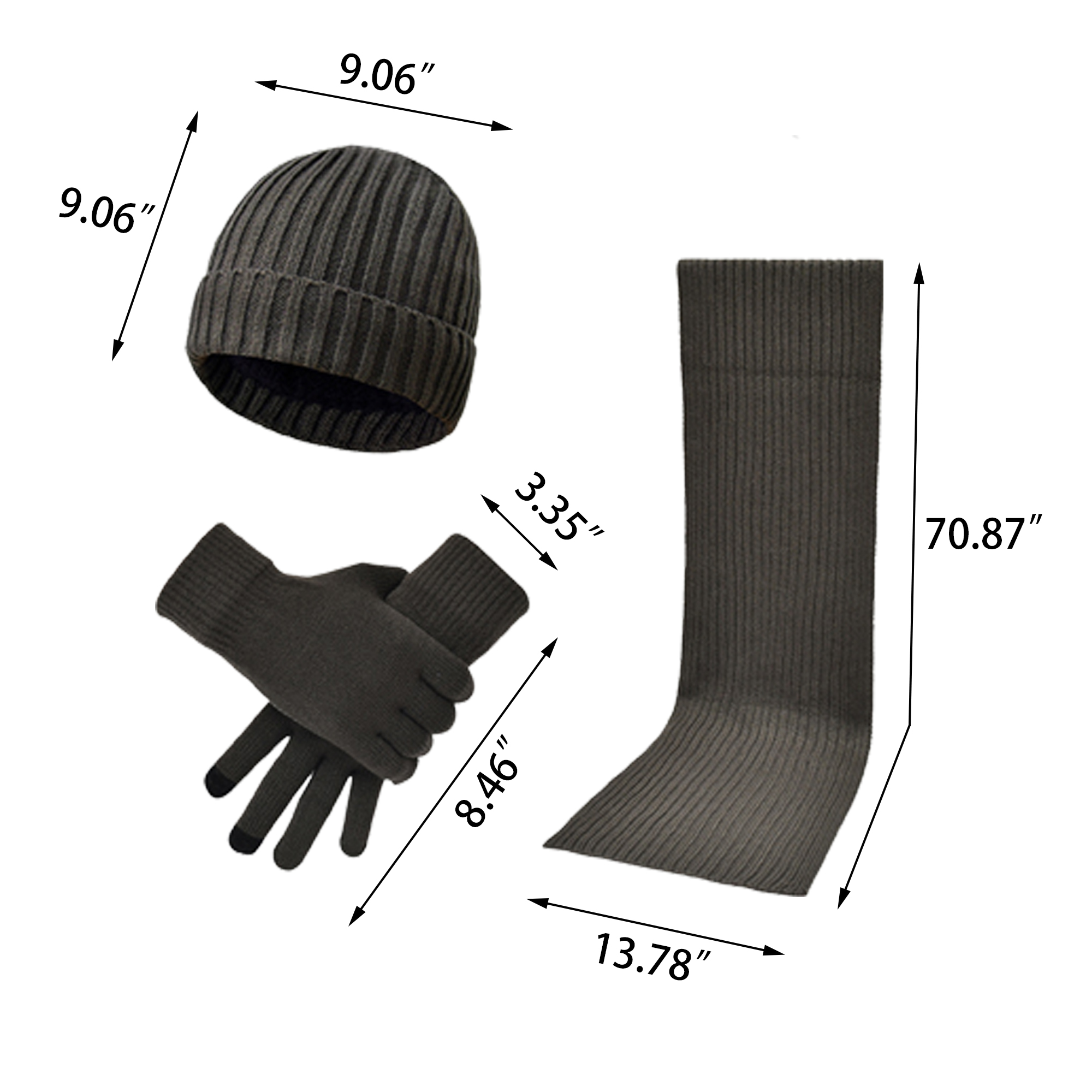 MOQ:5pcs Warm Knit Scarf Gloves Hat Set 4