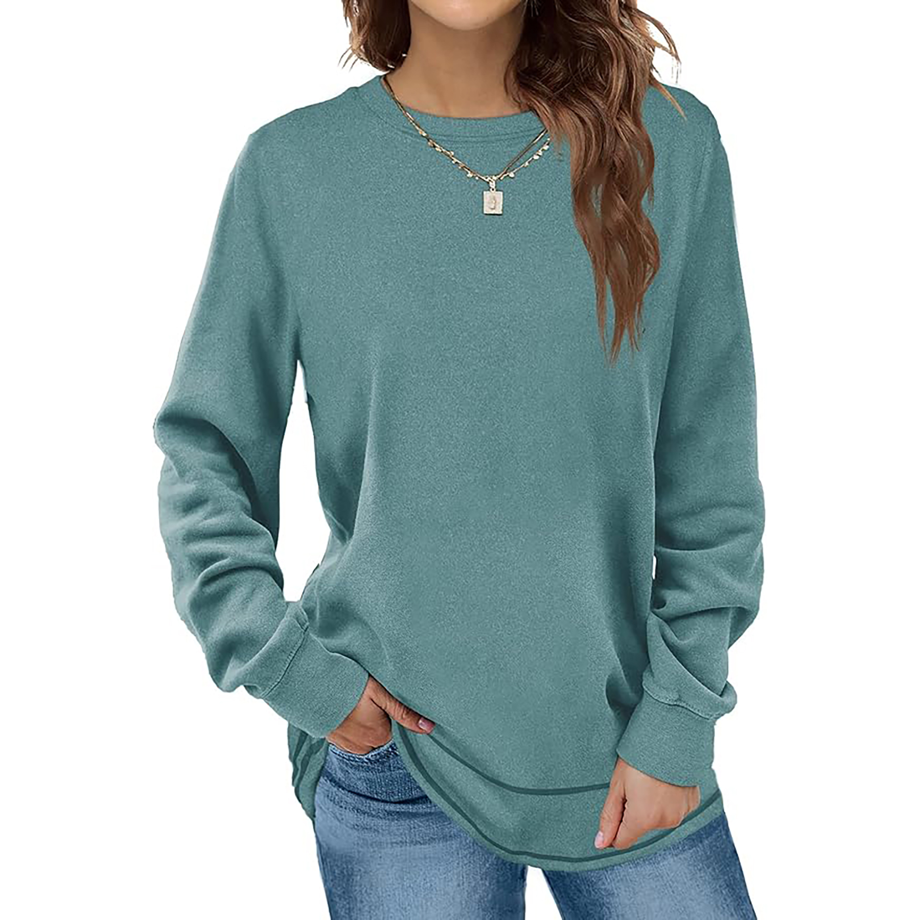 Women's Round Neck Long Sleeve Shirt 64