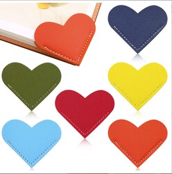 Mini Page Corner Leather Heart Bookmark