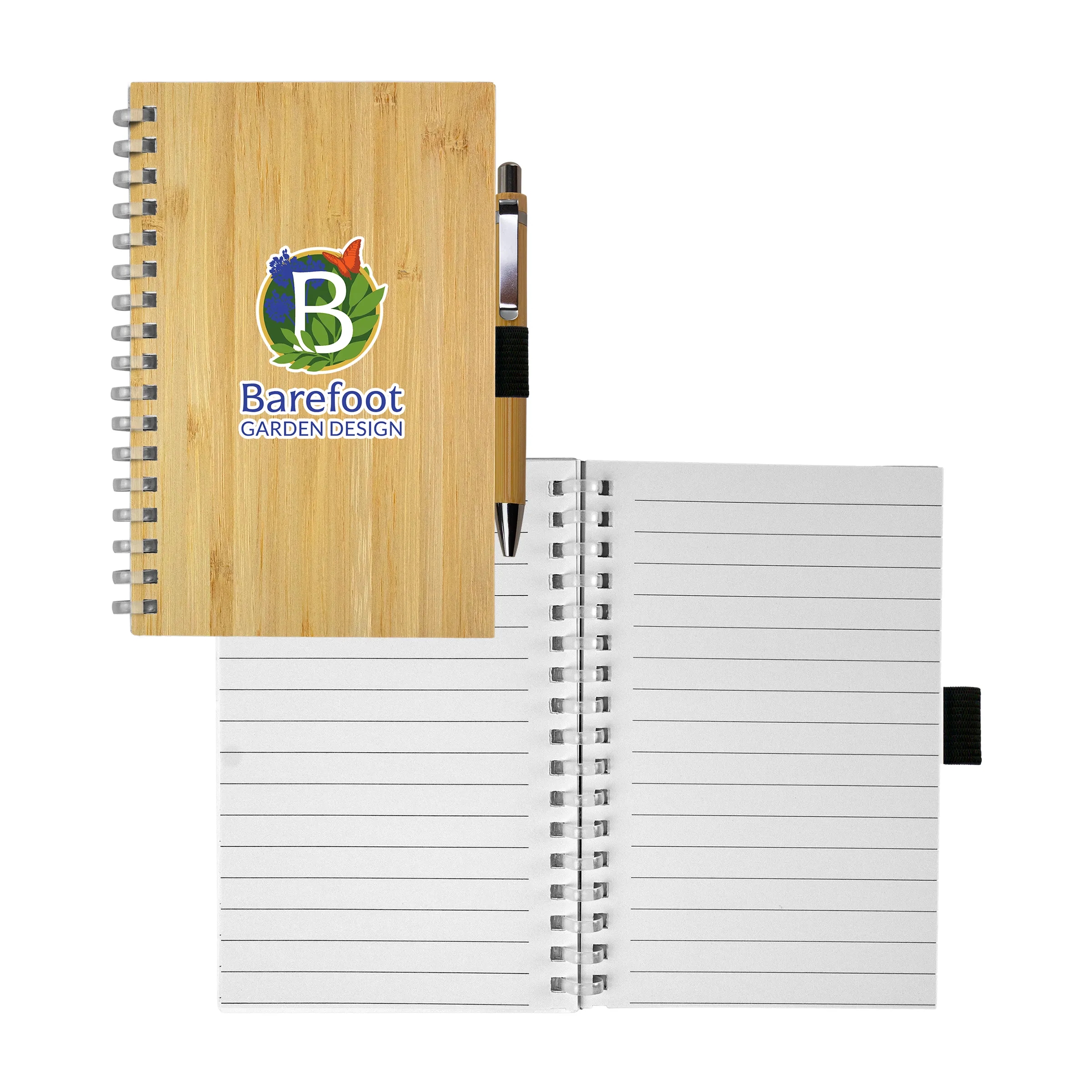 Bamboo Spiral Notebook Pen Set 4