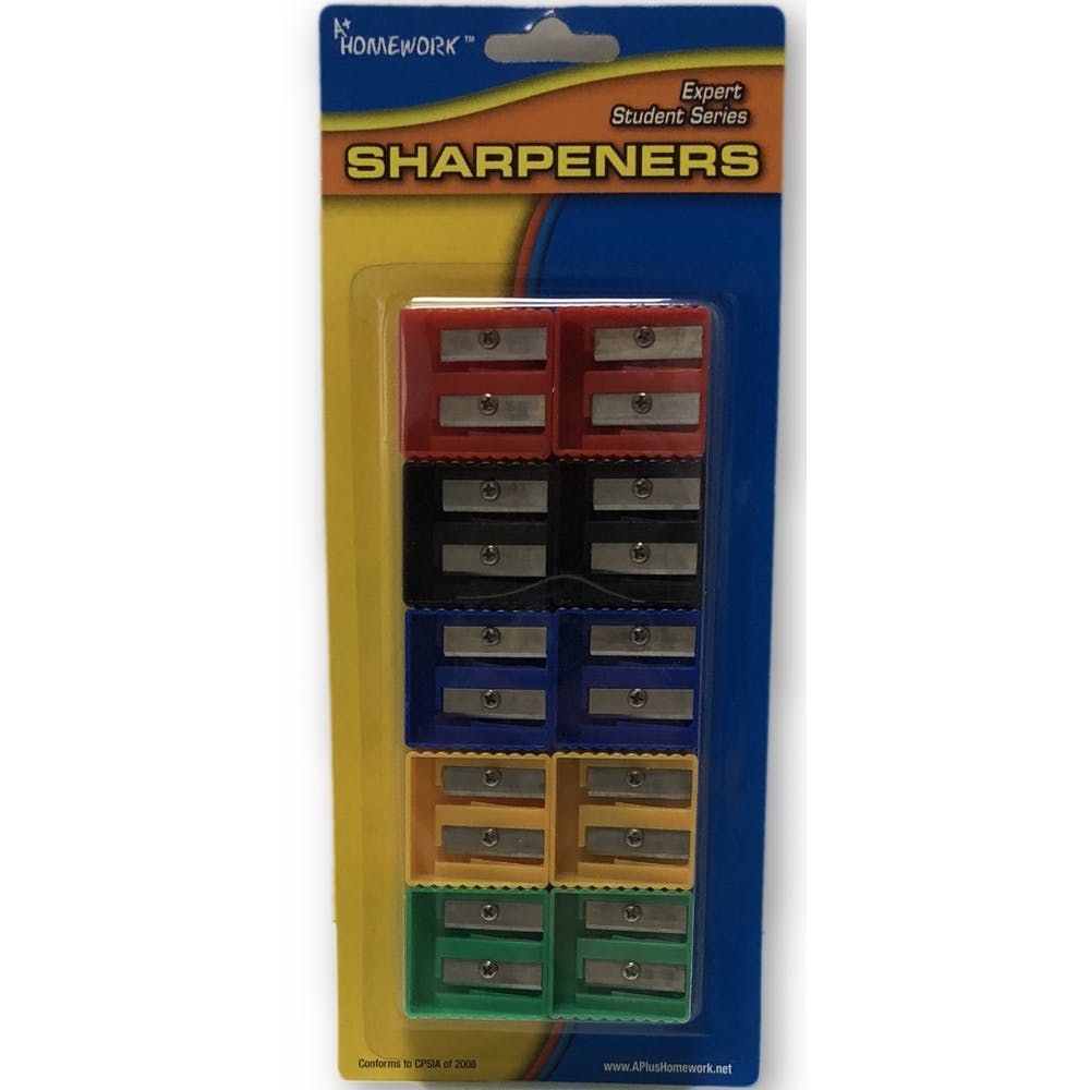 Pencil Sharpeners - 10 Count Dual Blades Assorted Colors 1
