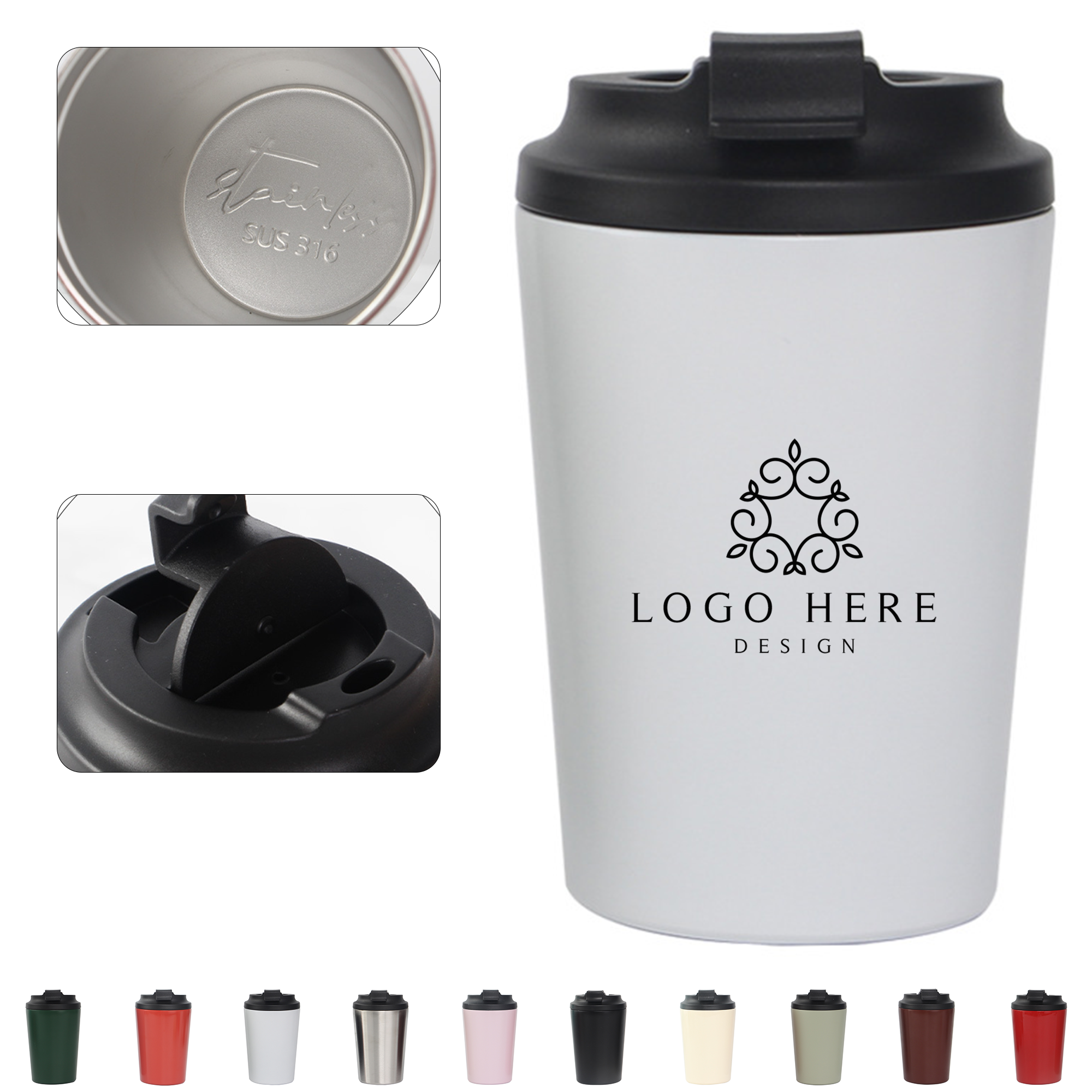 12oz Stainless Steel Liner Travel Coffee Tumbler 2