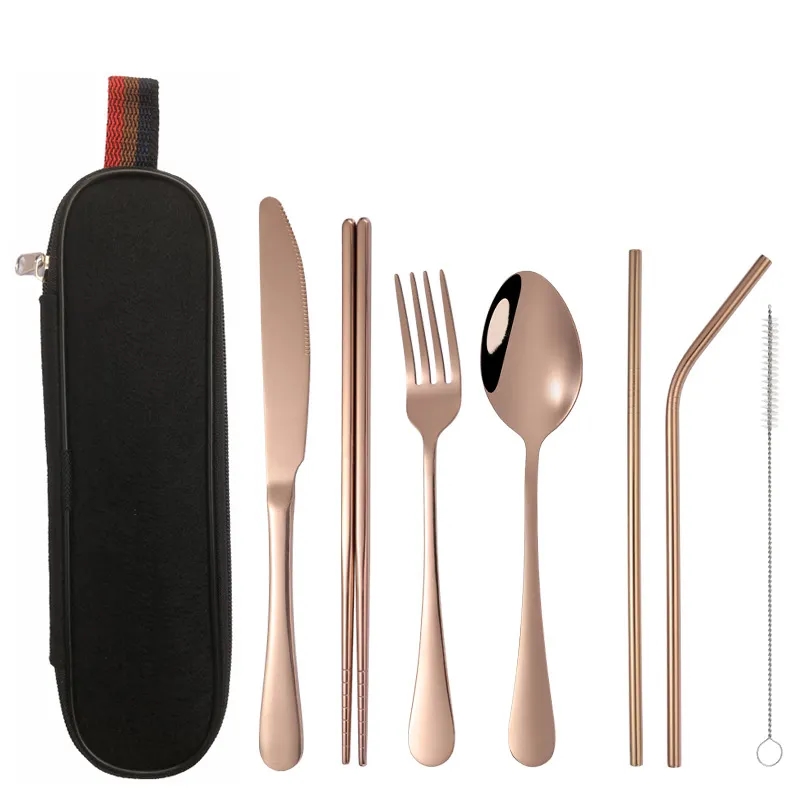 Reusable Stainless steel cutlery set with case 20