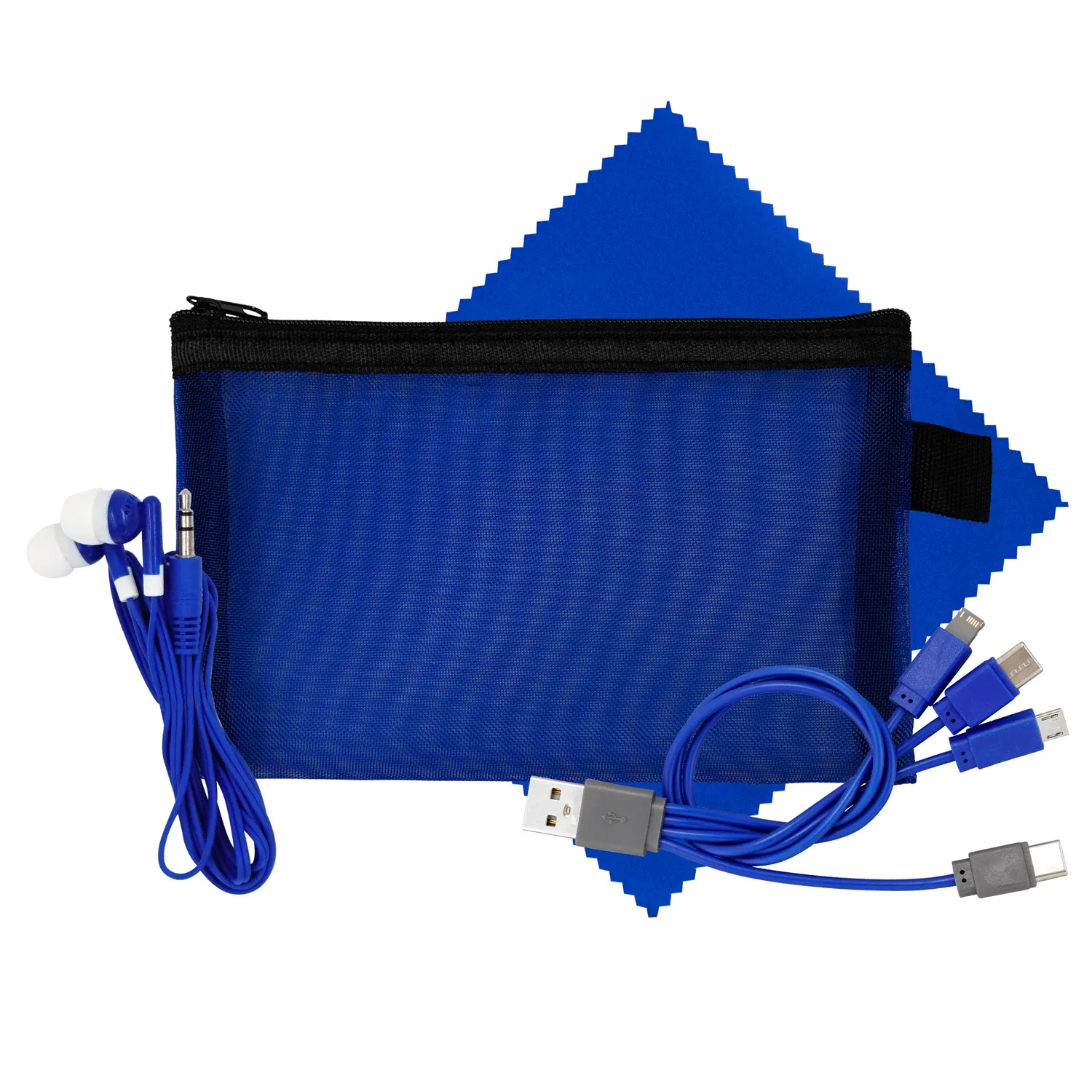 Large Mesh Ear Bud, Cloth & Cable Set 6