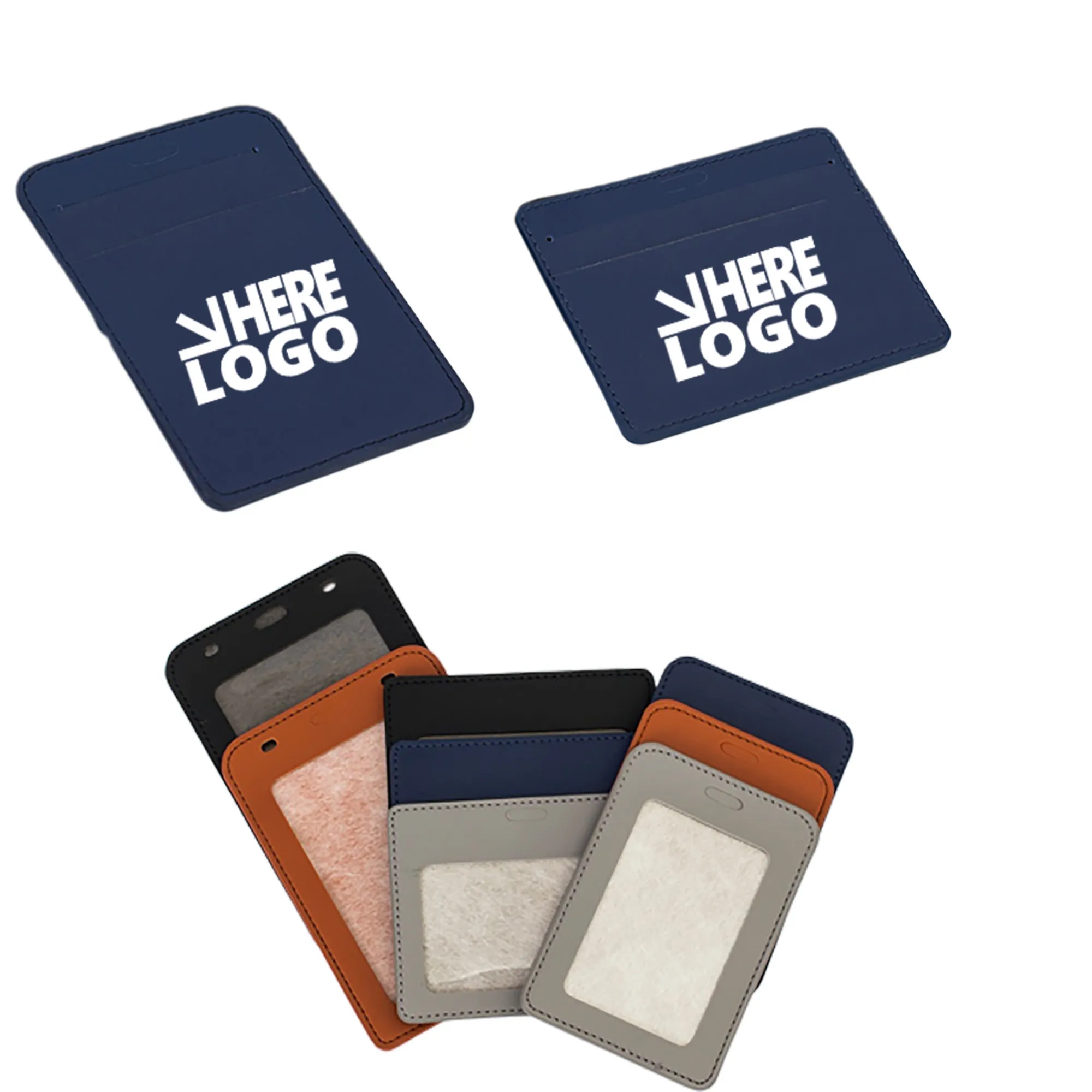 ID Badge Holder PU Leather Card Slots Case 4