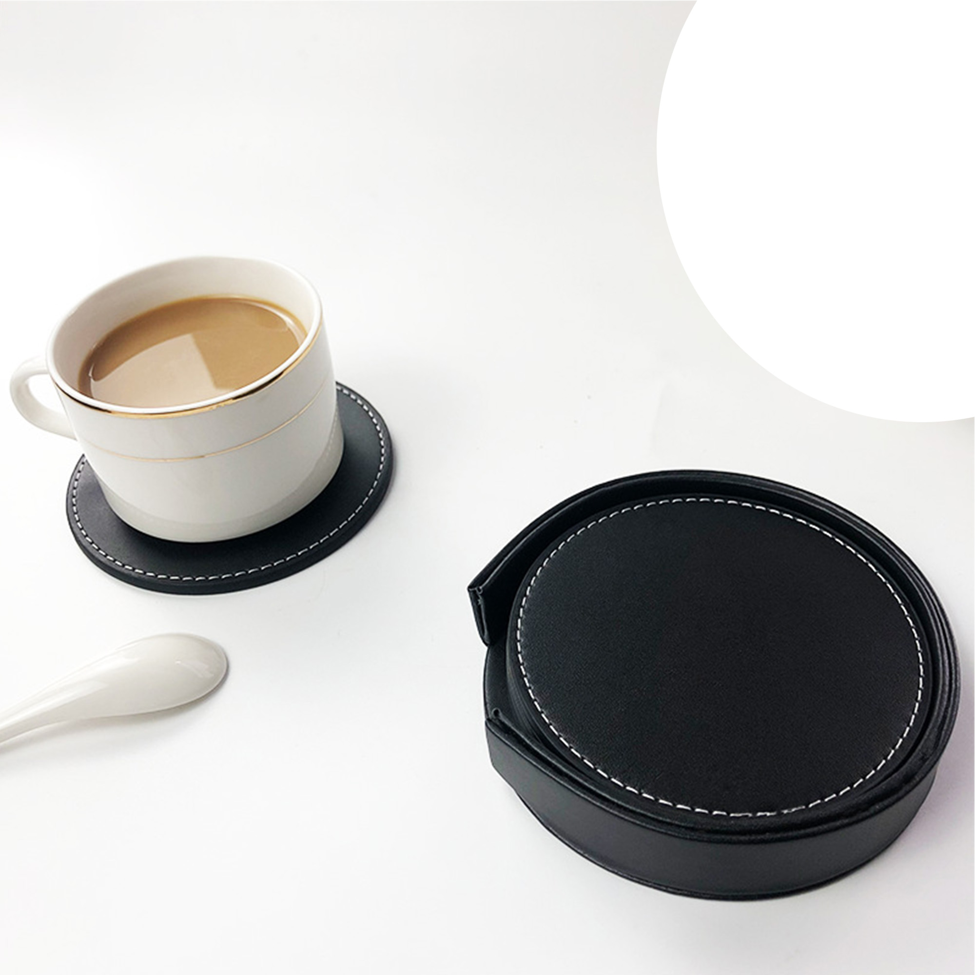 Customized 4'' Round PU Leather Coaster 12