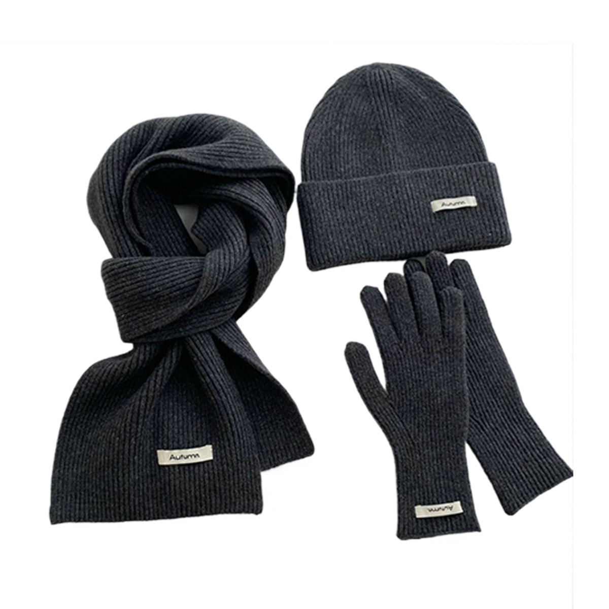 Unisex Winter Beanie Hat Scarf Touch Screen Gloves Set 10