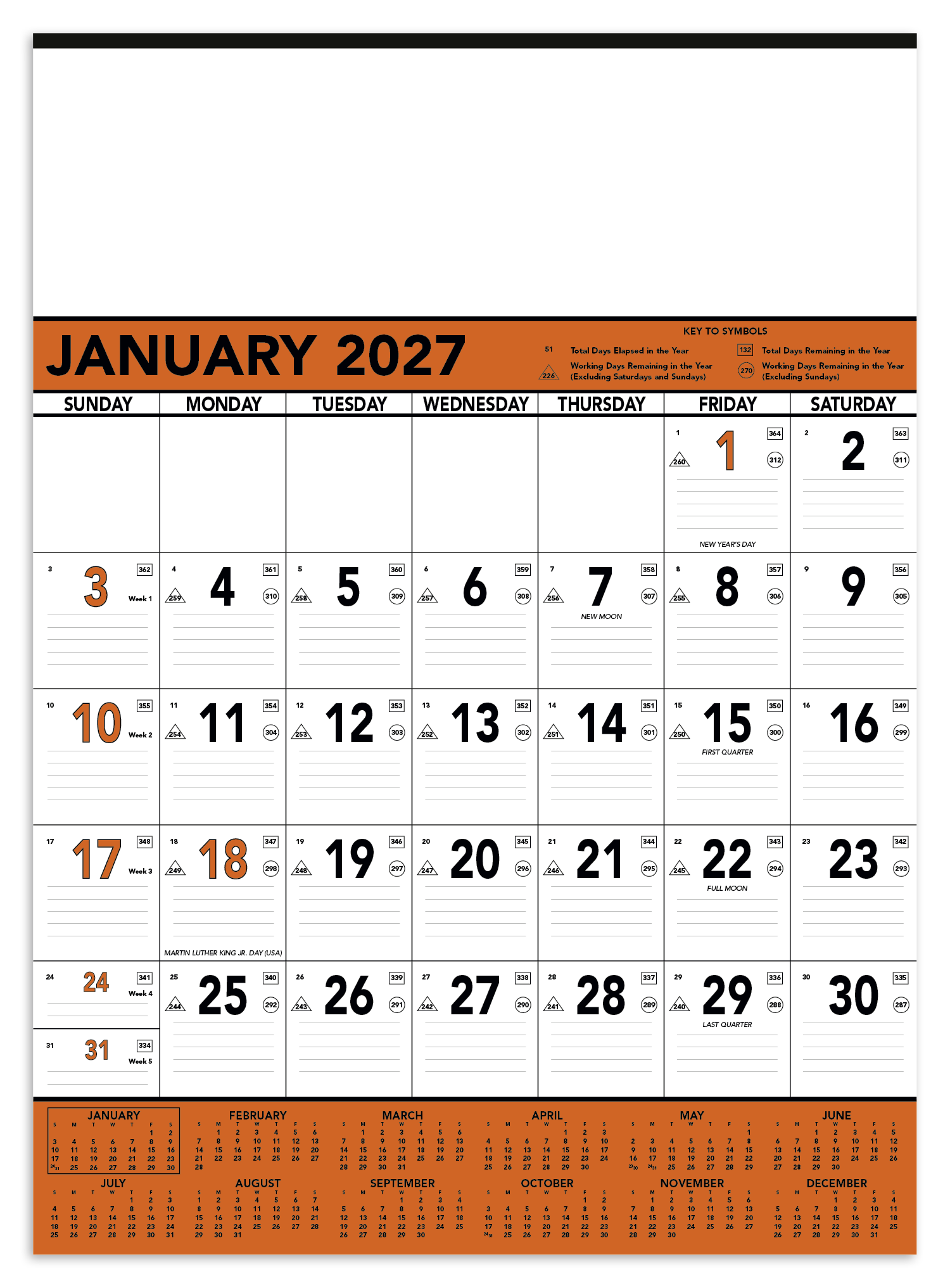 Triumph Calendars Orange & Black Contractor Memo Calendar