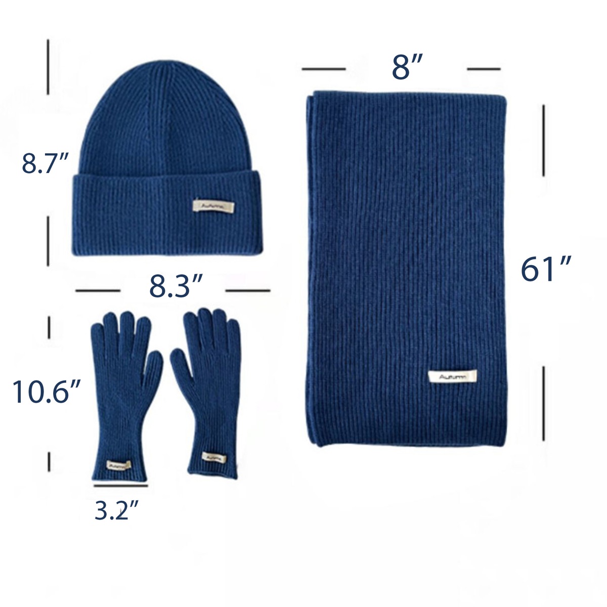 Unisex Winter Beanie Hat Scarf Touch Screen Gloves Set 9