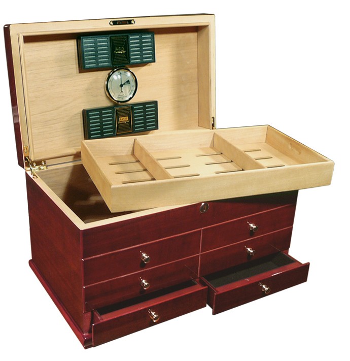 The Windsor Large Desktop Cigar Humidor With Drawers Lndmk