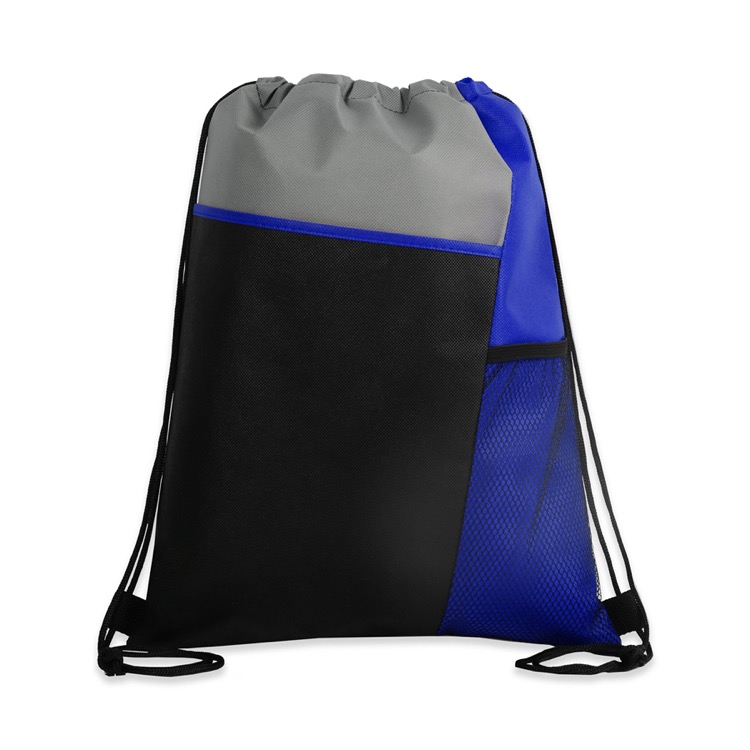 Tri Color Drawstring Backpack with Front Mesh Pocket 86