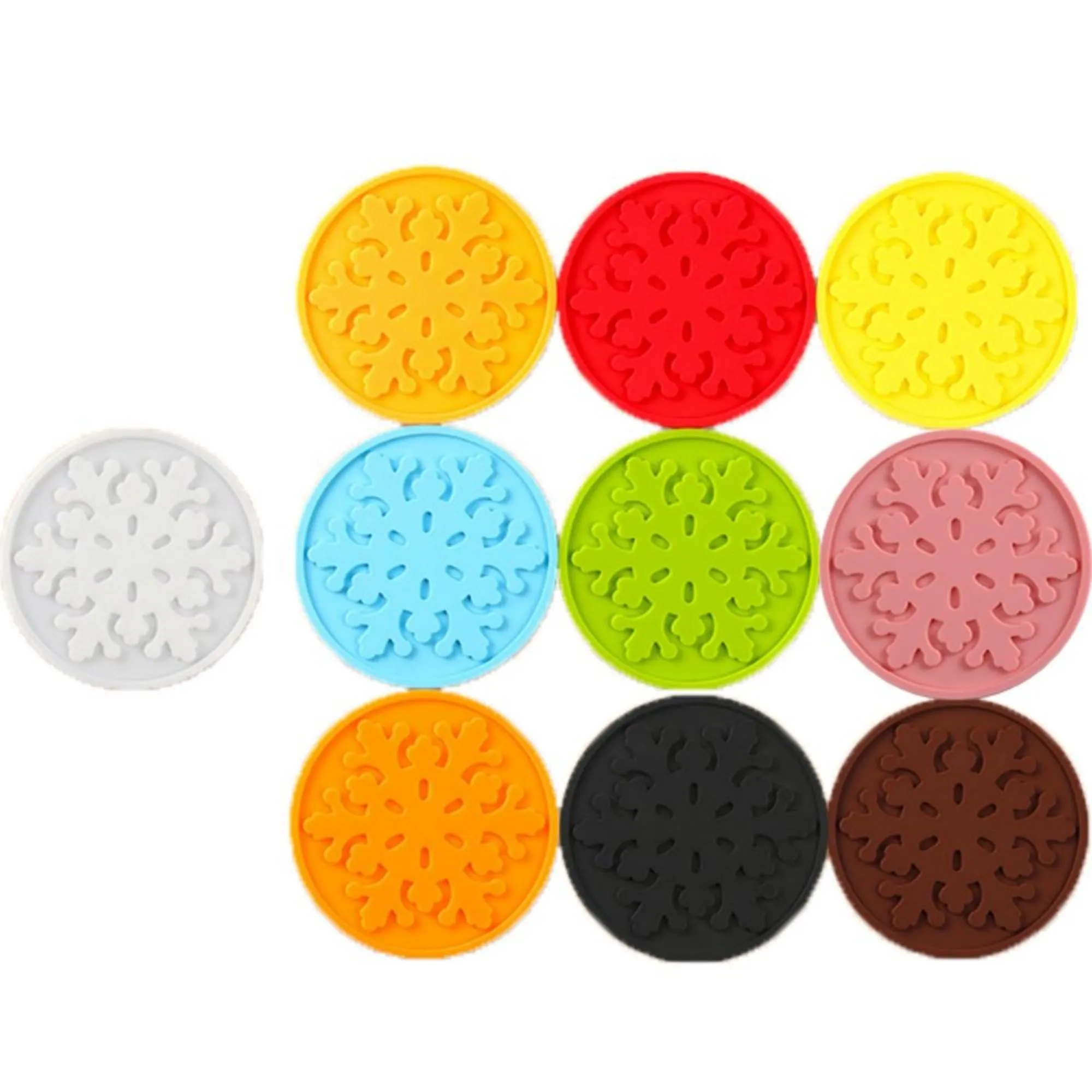 Silicone Snowflake Round Cup Coasters 10