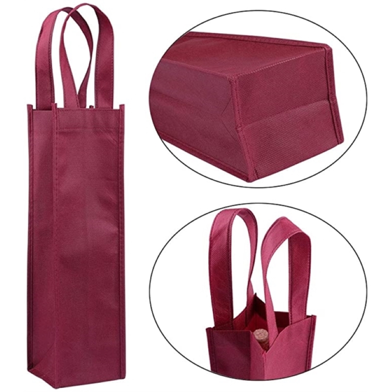 Non Woven Single Bottle Wine Tote Bag
