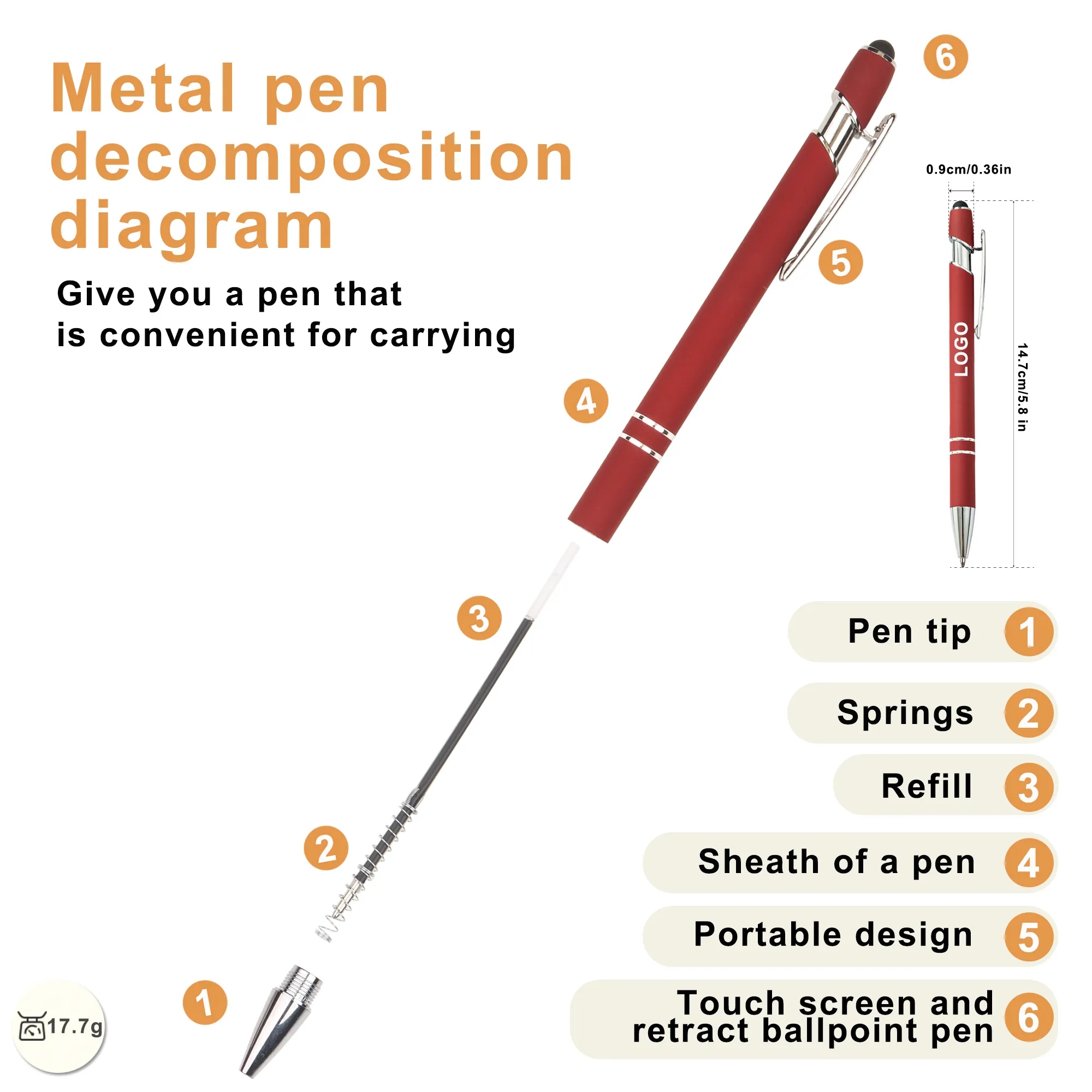 Aluminum Ballpoint Stylus Pen with Laser Engraving 14
