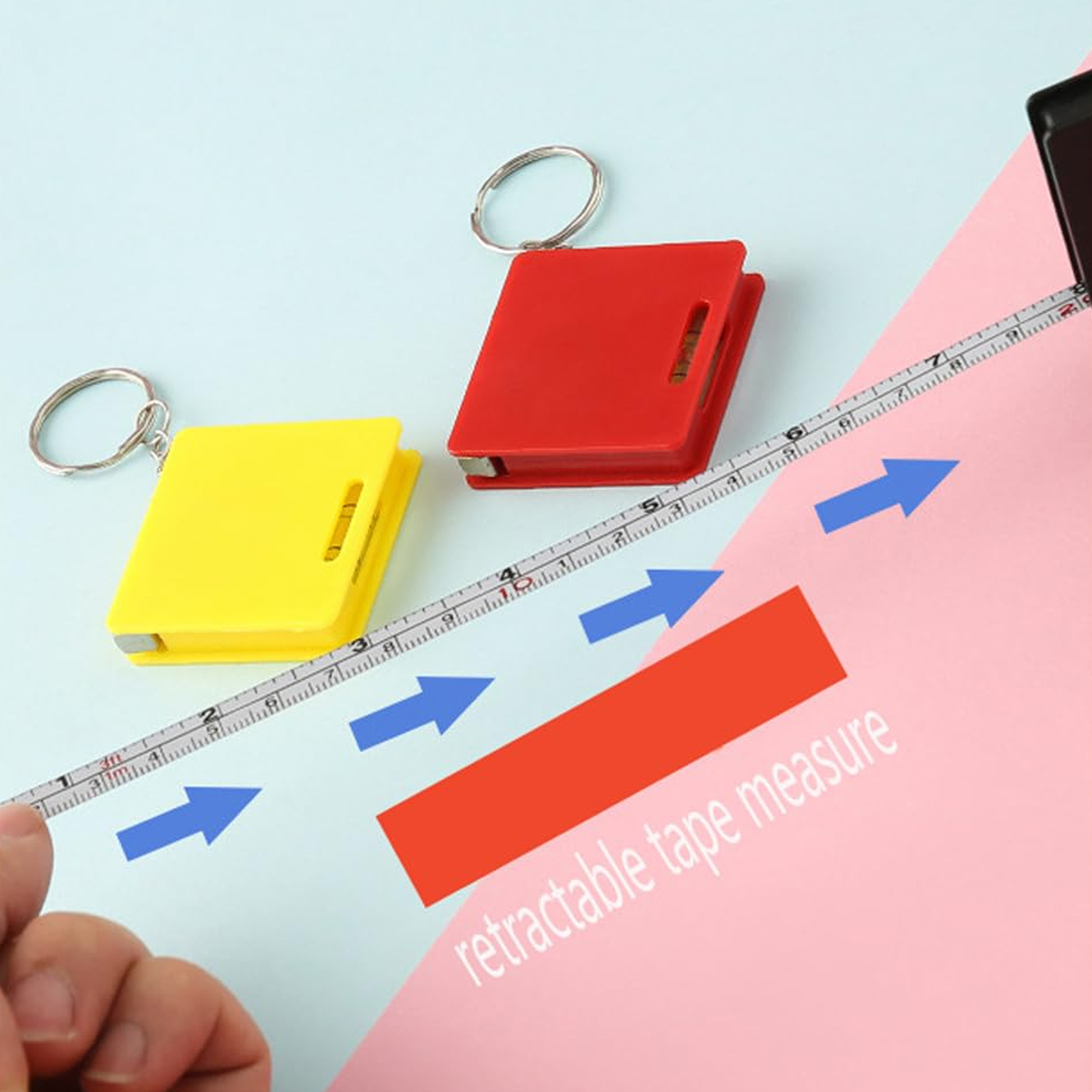 Compact Measuring Tape Key Ring with Level Gauge 8