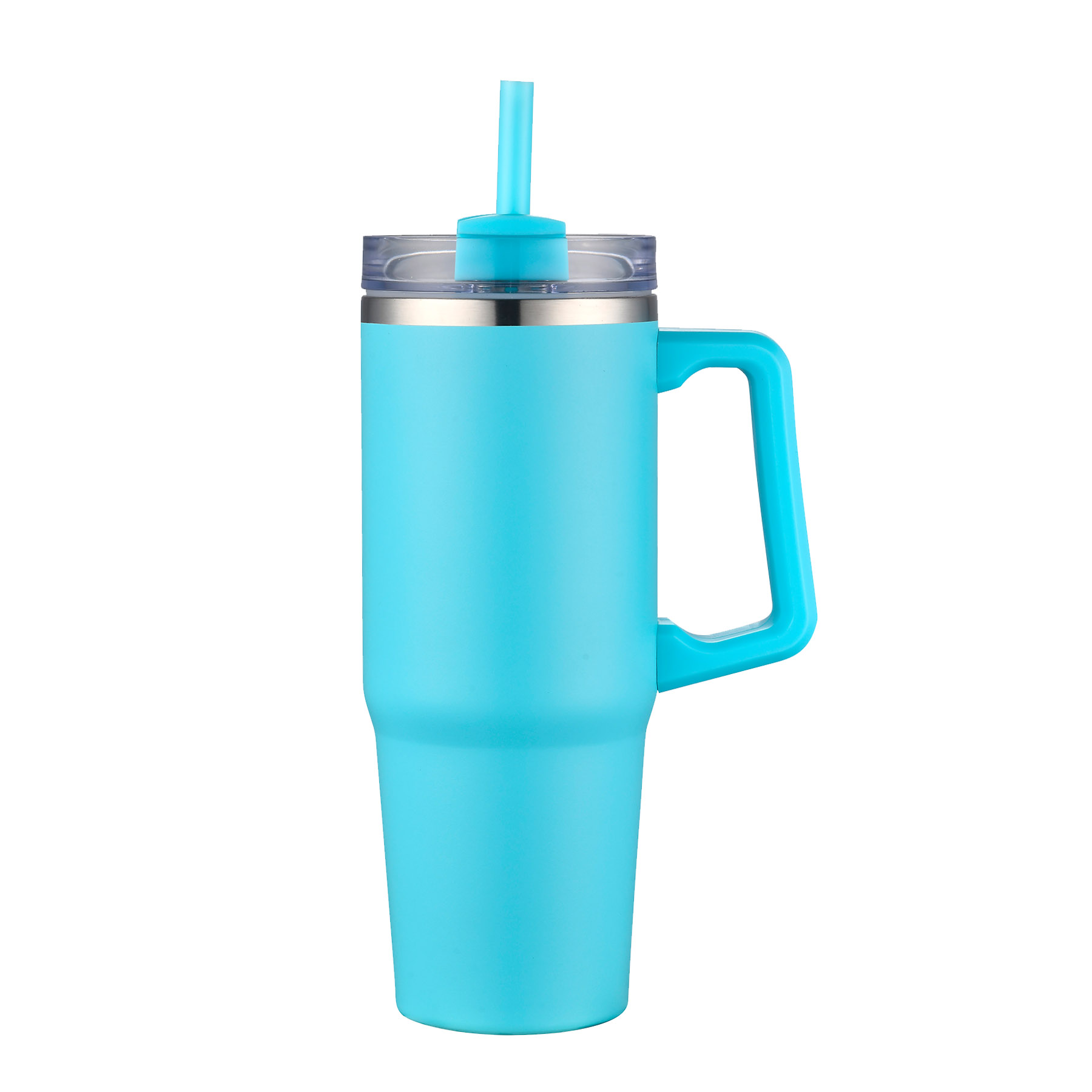 30 oz. Two Tone Travel Handle Mug with Twist Closure Straw Lid 12