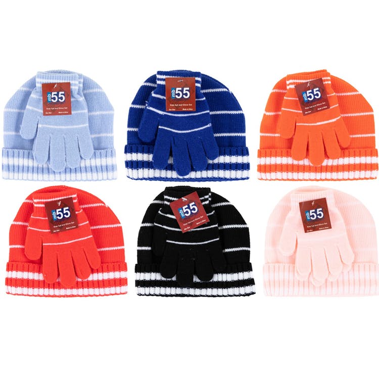 Kids' Knit Hat & Glove Sets - Assorted Stripes 2