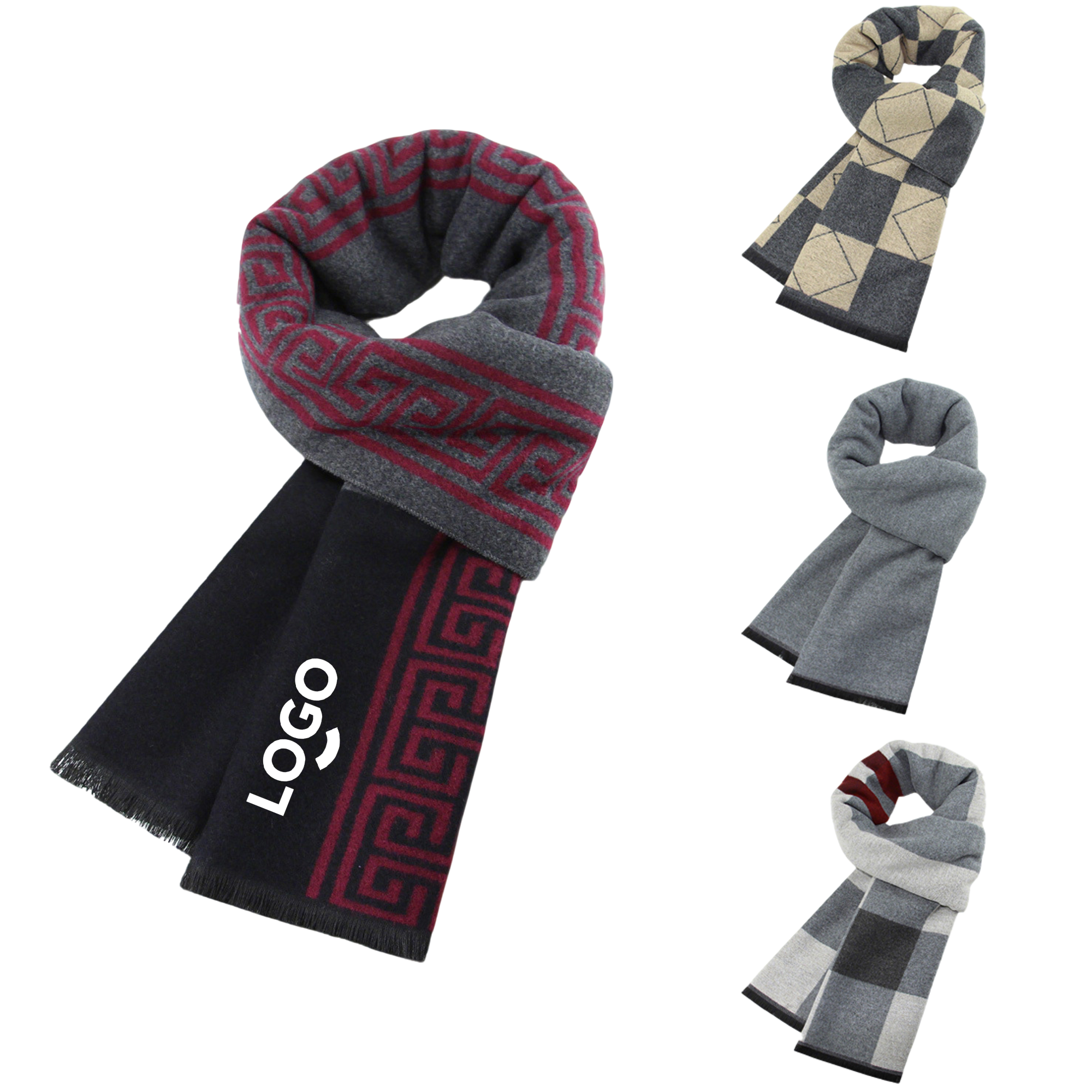 Men's Autumn And Winter Plaid Scarf 6