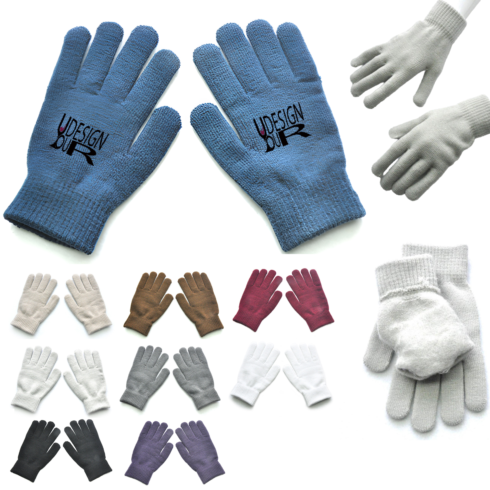 MOQ 50 PCS Stylish Winter Solid Color Knitted Gloves 11
