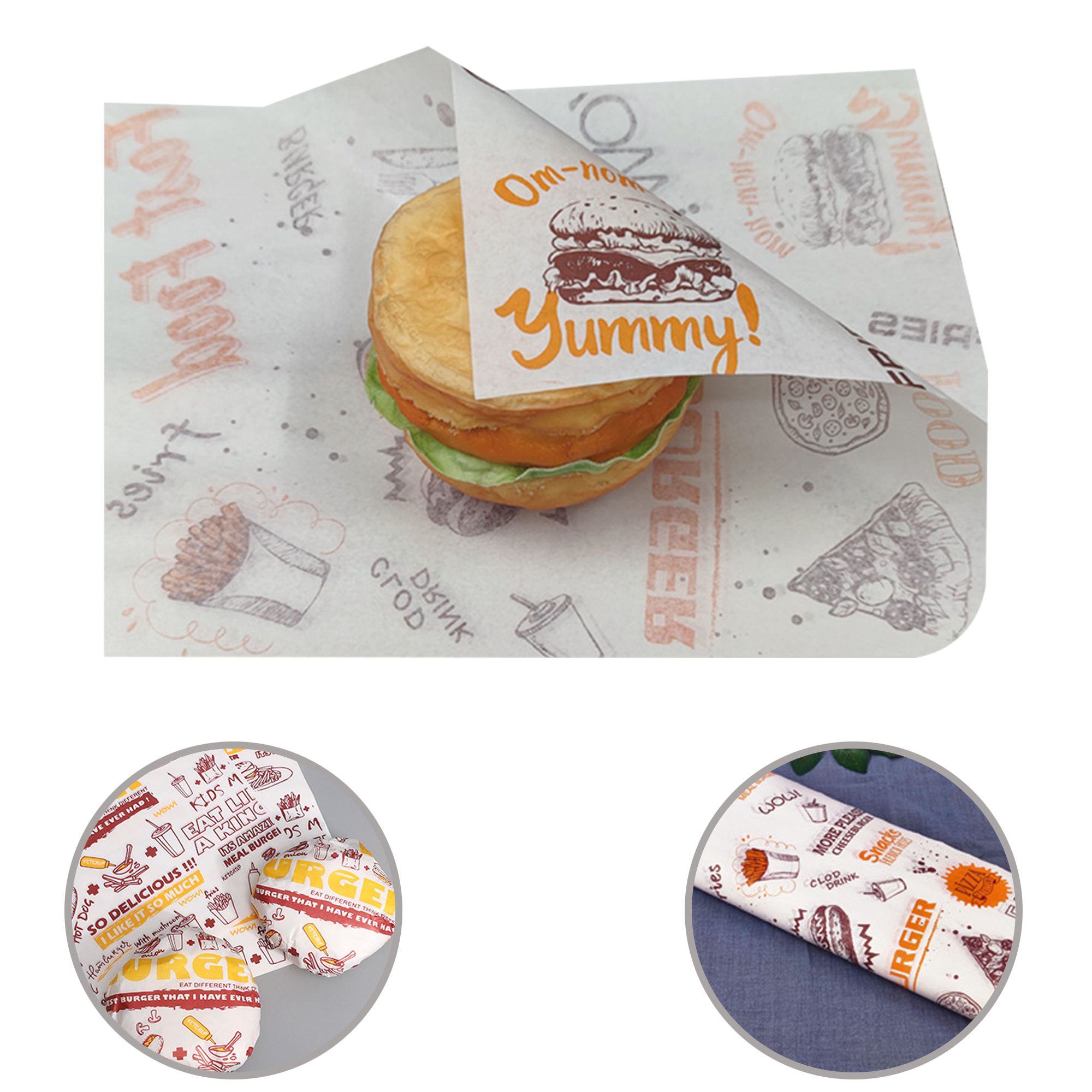 Greaseproof Burger Wrap 12x12 Inches 7