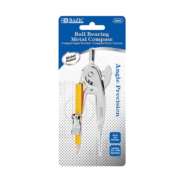 Metal Ball Bearing Compass - #2 Wood Pencil Included 2