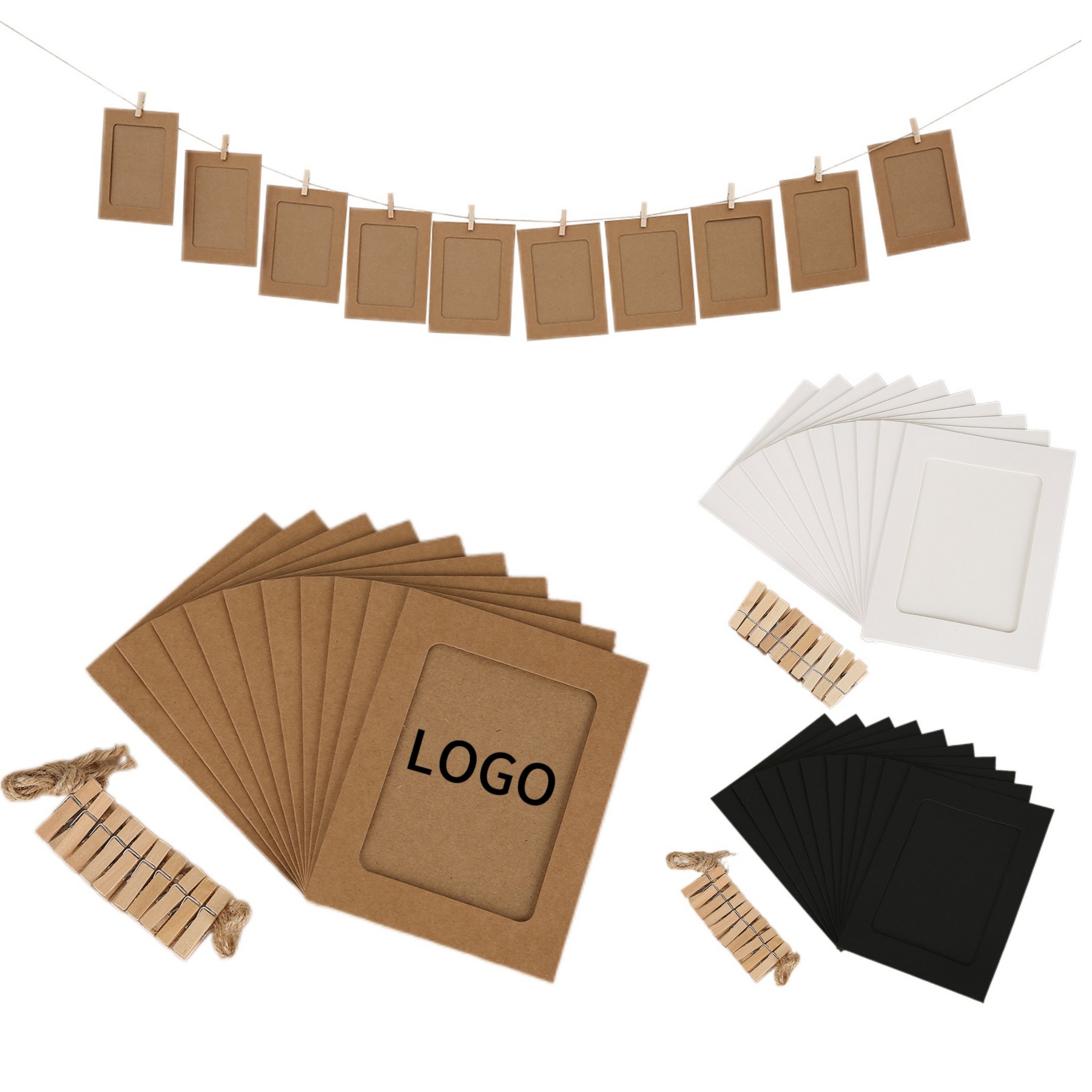 Brown Paper Hanging Photo Frame (10 Sets)