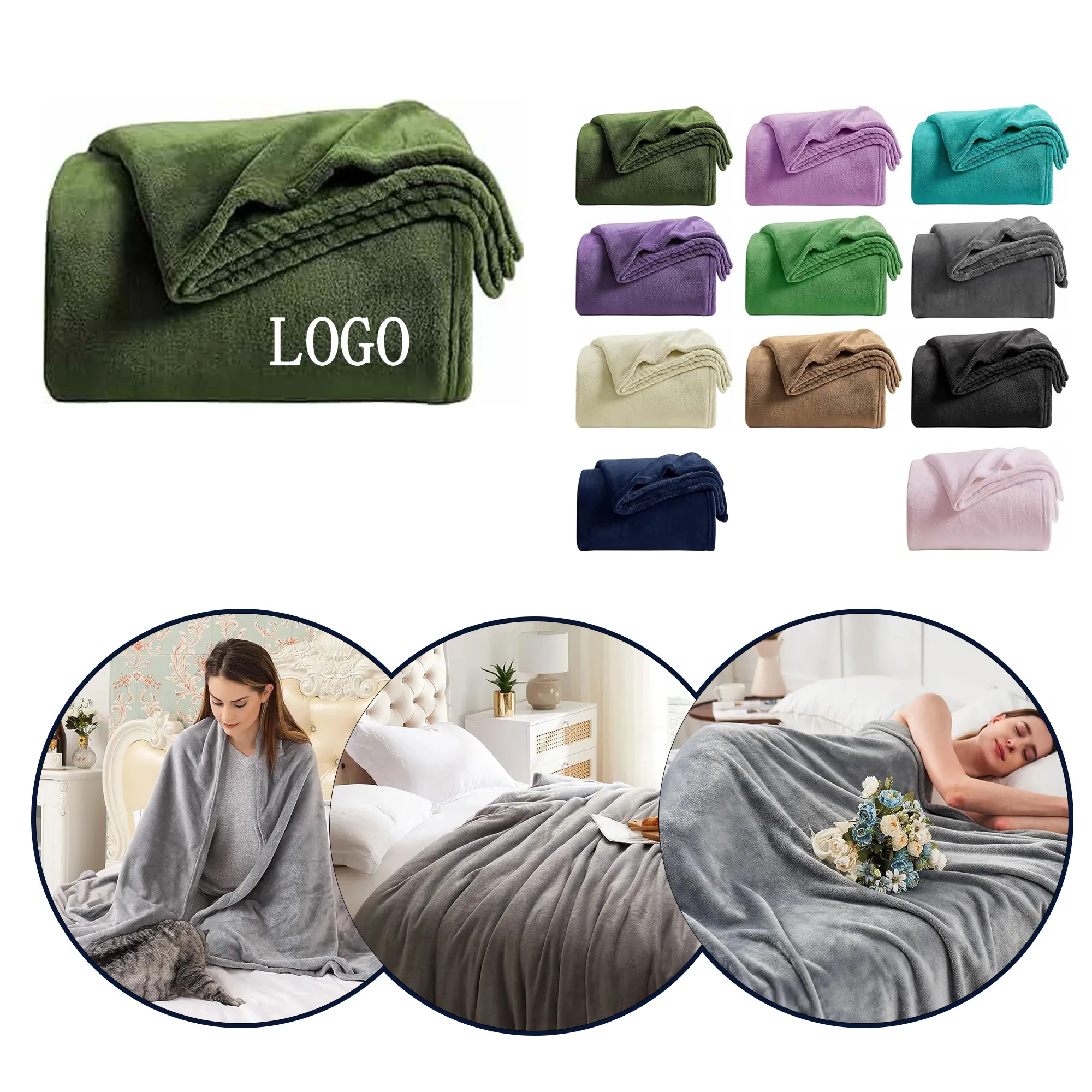 60"L x 40"W Lightweight Microfiber Fleece Throw Blanket