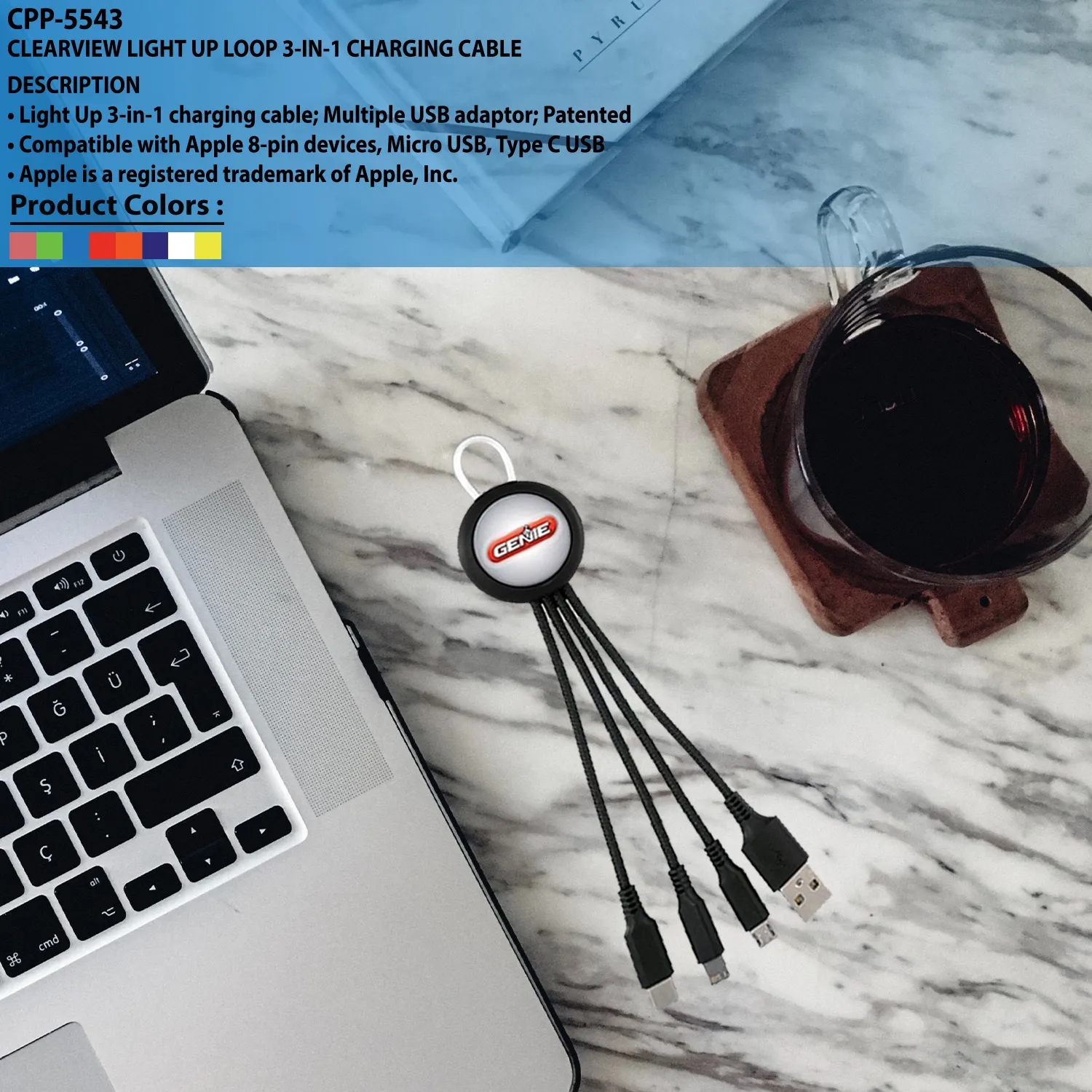 CLEARVIEW LIGHT UP LOOP 3-IN-1 CHARGING CABLE 2